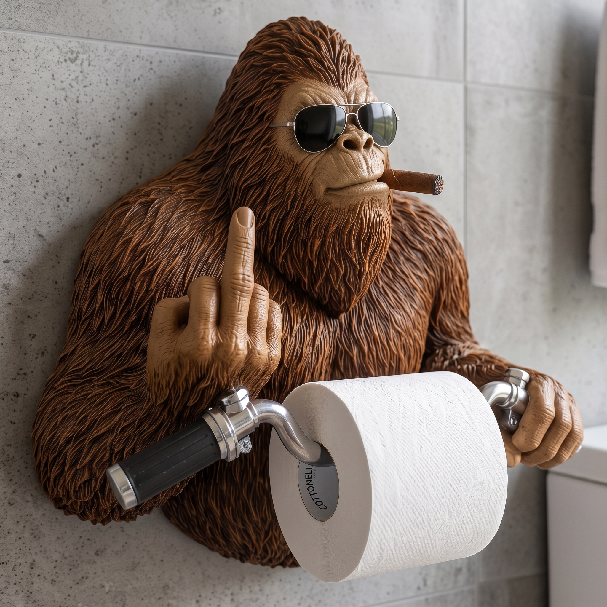 The Badass Biker Sasquatch Toilet Paper Holder