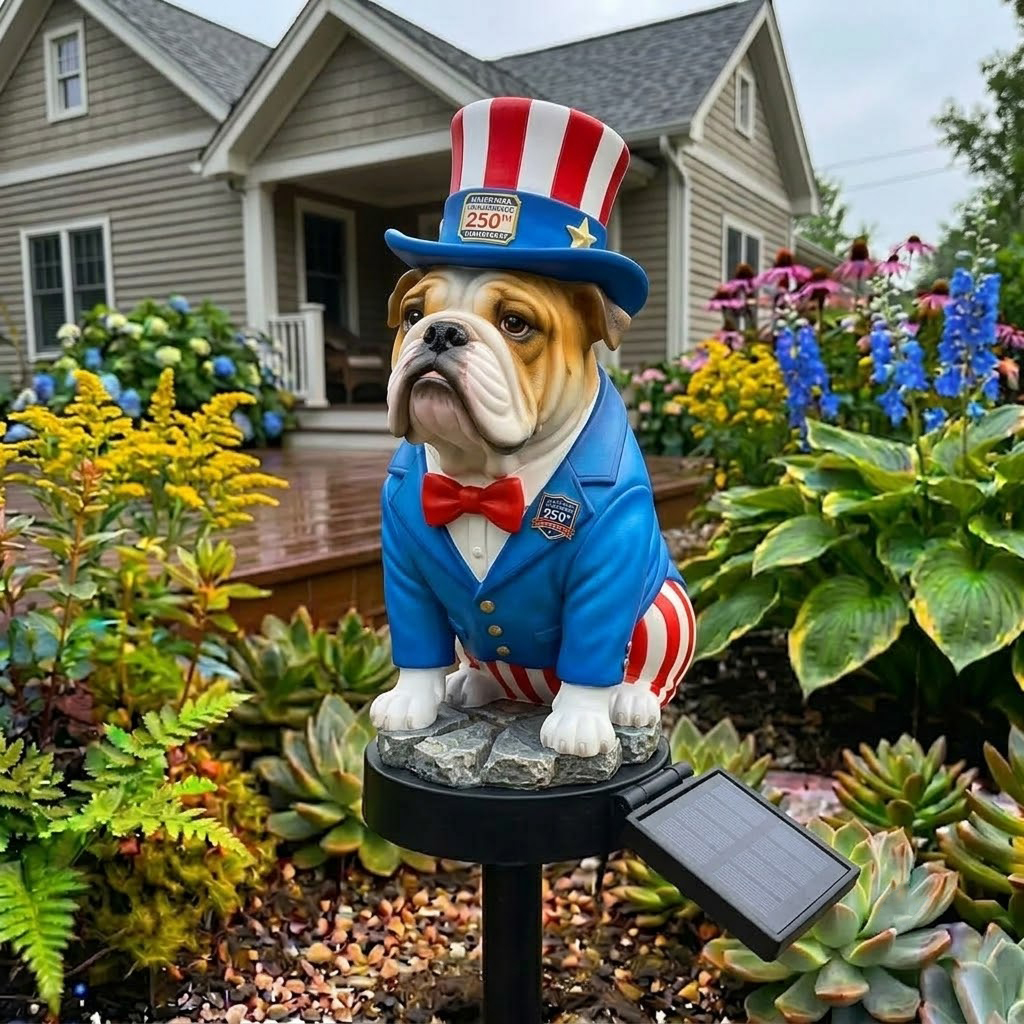 250th Anniversary Uncle Sam Bulldog Solar Garden Light（1776-2026）