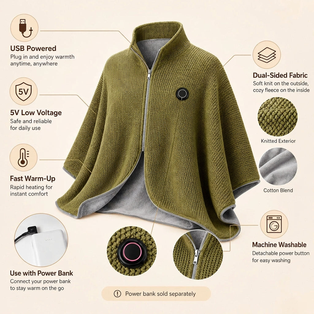 🔥 Christmas Sale — 49% OFF! ❄️ Stay Warm All Winter — Portable Electric Heated Blanket Shawl