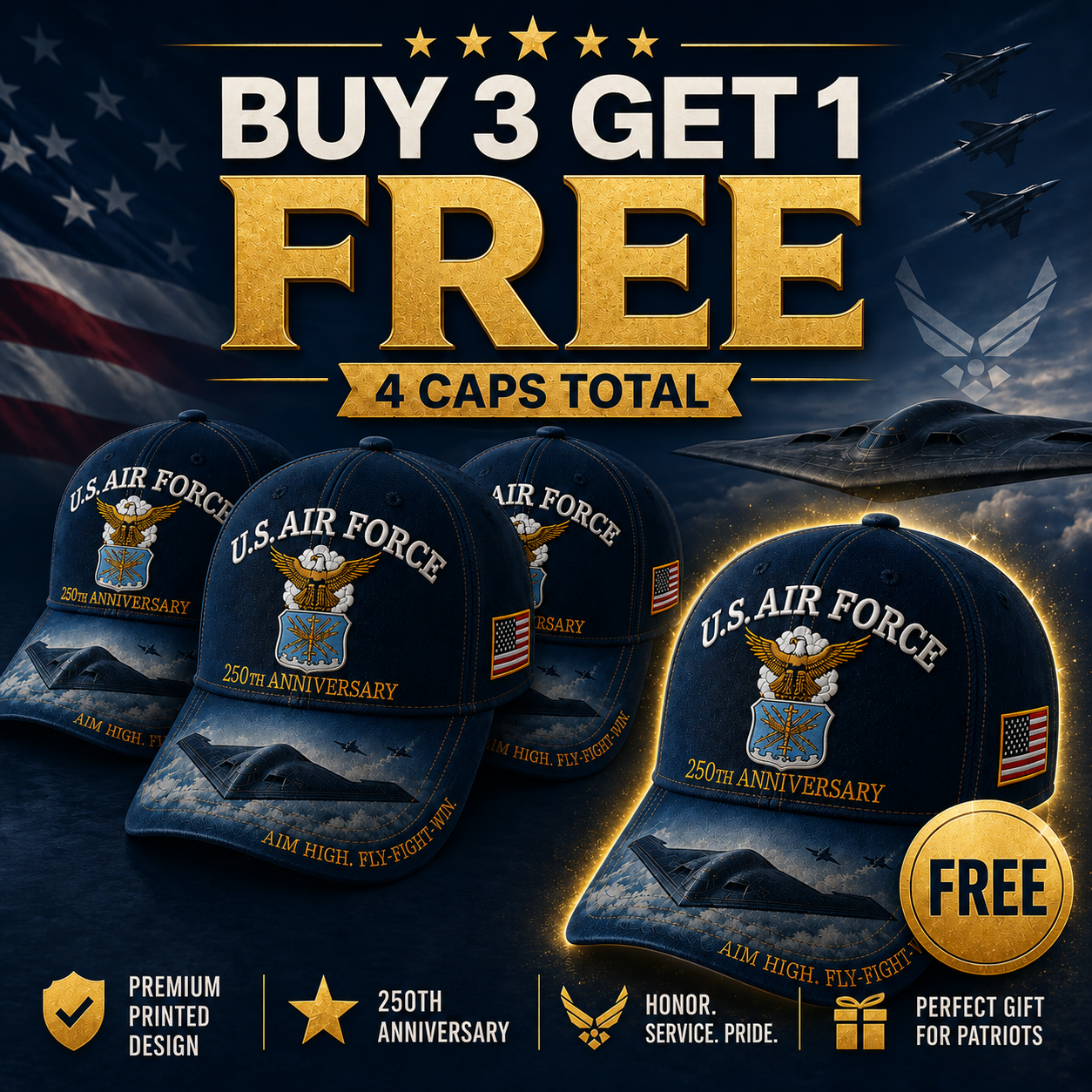 ❤️ U.S. Air Force America's 250th Anniversary Edition Commemorative Cap 🇺🇸