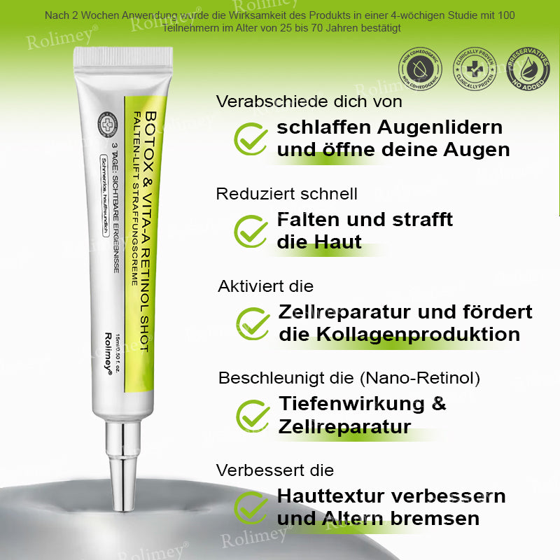 Rolimey® Retinol & Botox Shot ✓ Dermatologisch getestete Lifting-Creme