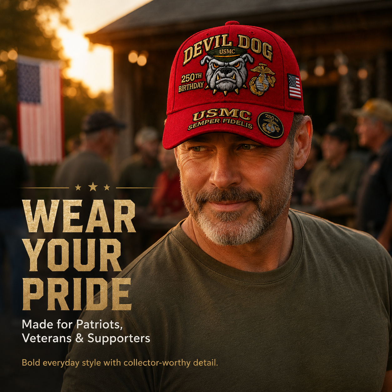 ❤Devil Dog USMC 250th Birthday Embroidered Commemorative Cap 🎁 Free Honor Coin With Every Cap Purchase