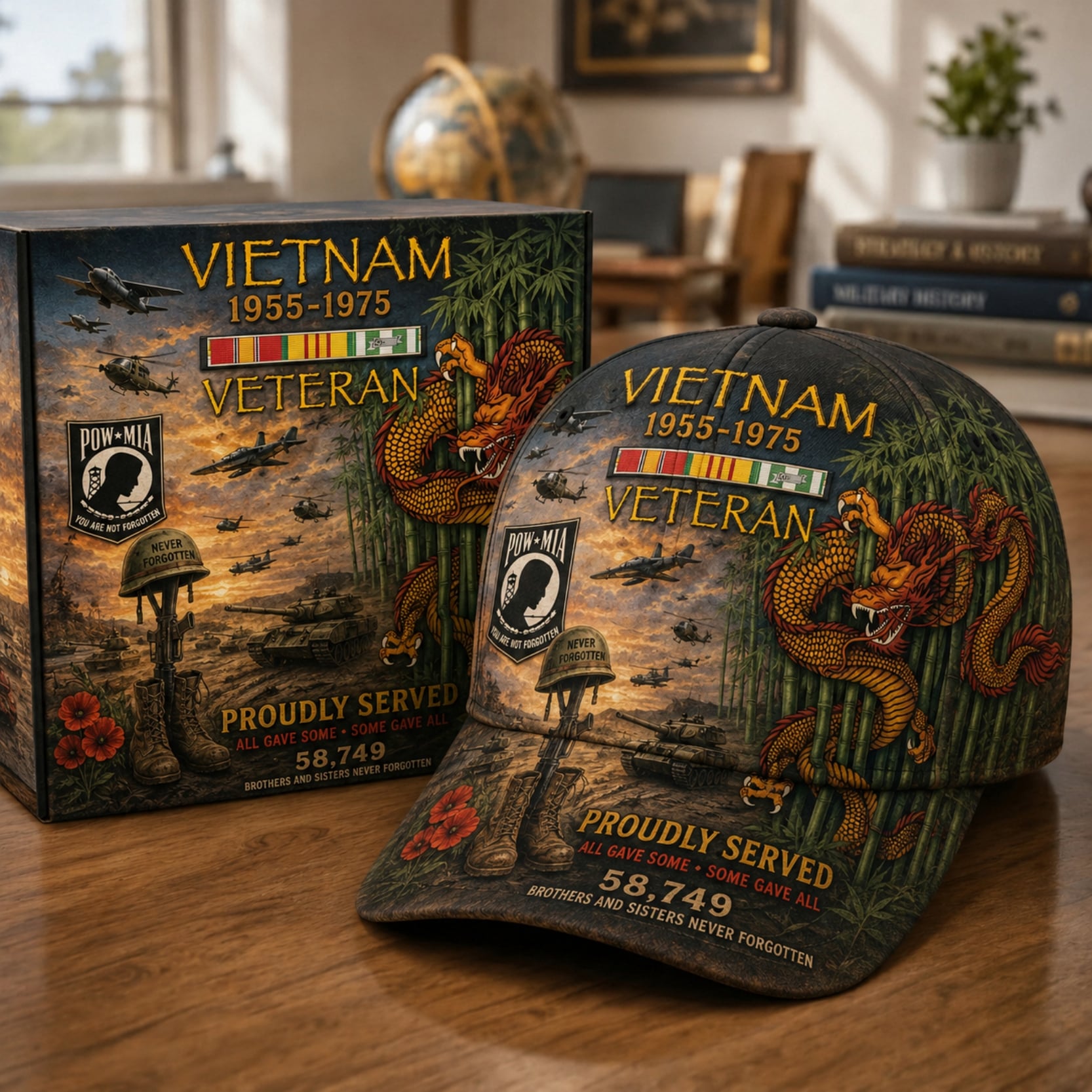 Vietnam Veteran tribute cap front design