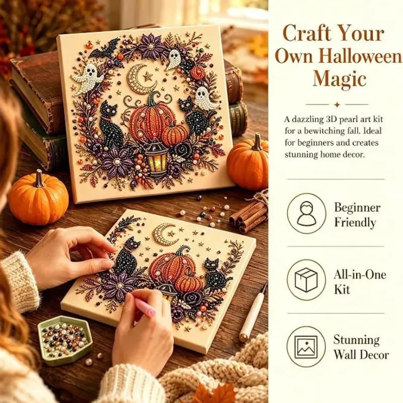🔥Last Day Sale 70% OFF - 👻3D Spooky Diamond Painting Halloween DIY Kit
