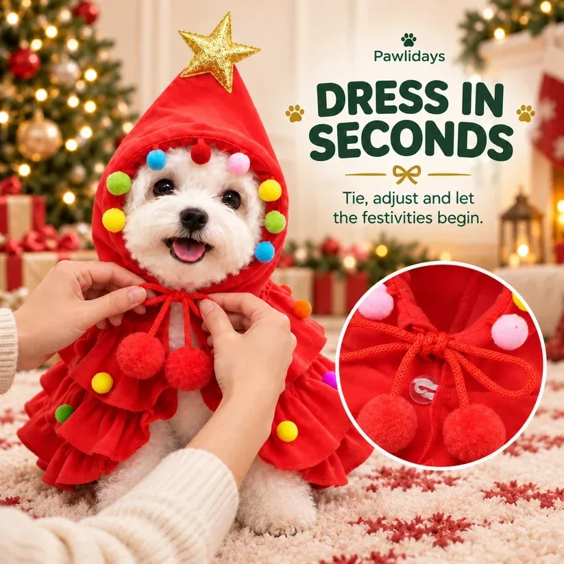 🔥LAST DAY 59% OFF -🎅 🎄Walking Christmas Tree Pet Costume ⭐ – Cozy Holiday Dress-Up Outfit for Dogs & Cats🐶🐱❤️