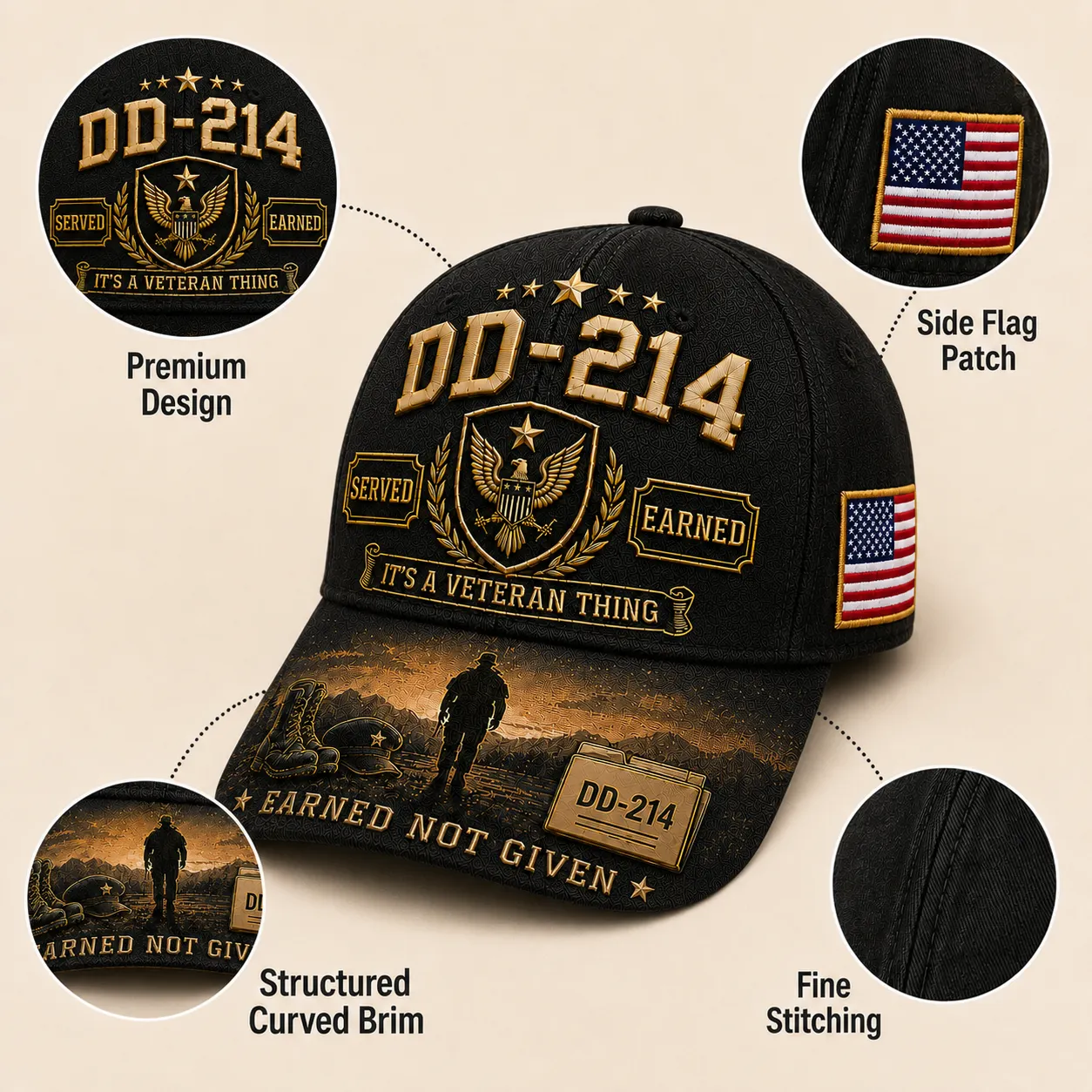DD-214 Served Earned Commemorative Cap,🔥Buy 2 Free Shipping