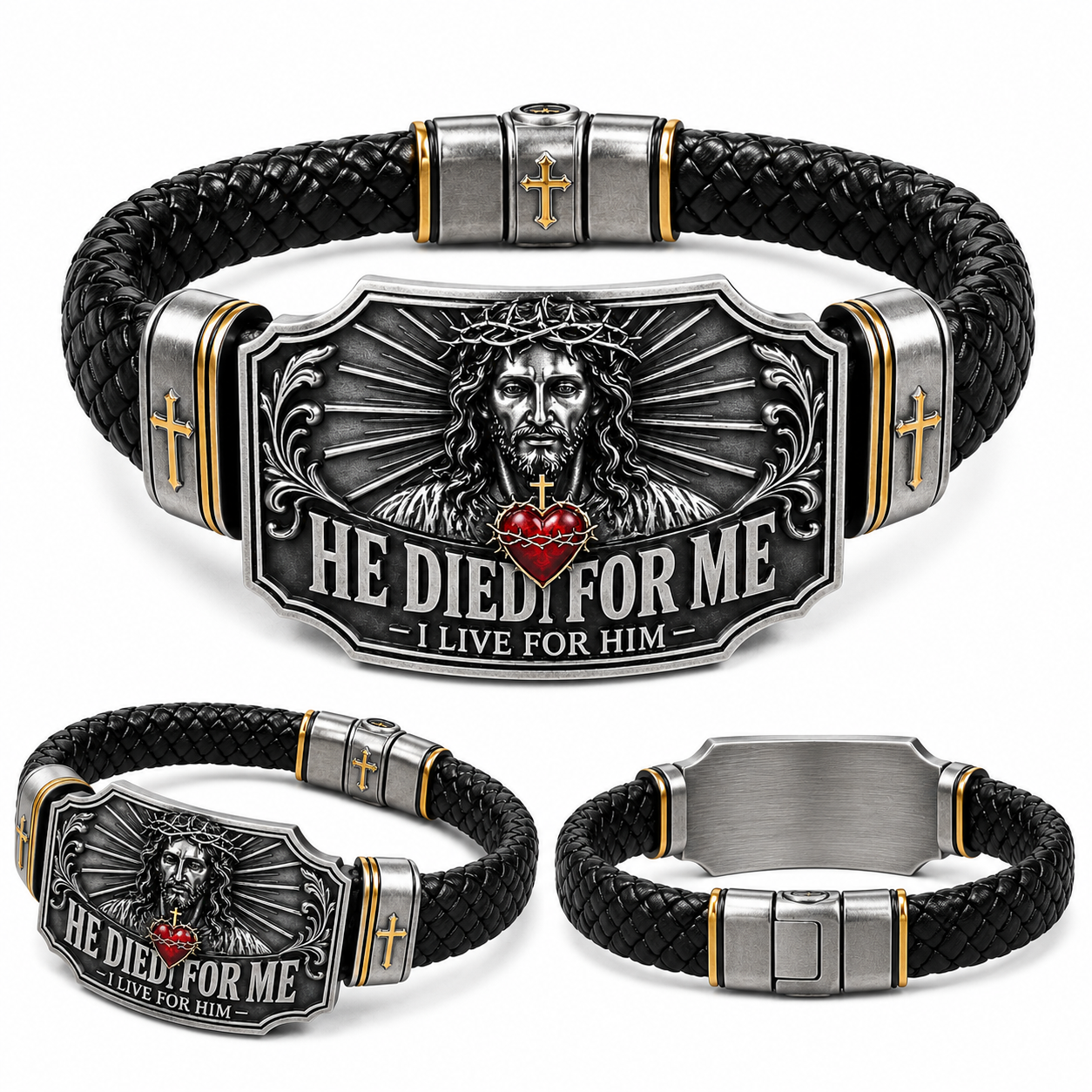 Detailed views of the Christian bracelet