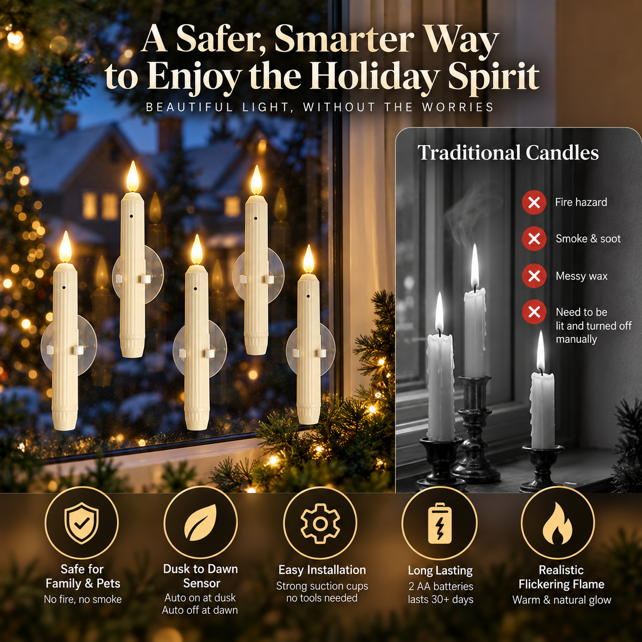 🔥LAST DAY 49% OFF -🎅 Window Candles Sensor Lights