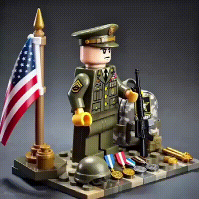 Patriotic building block display animation