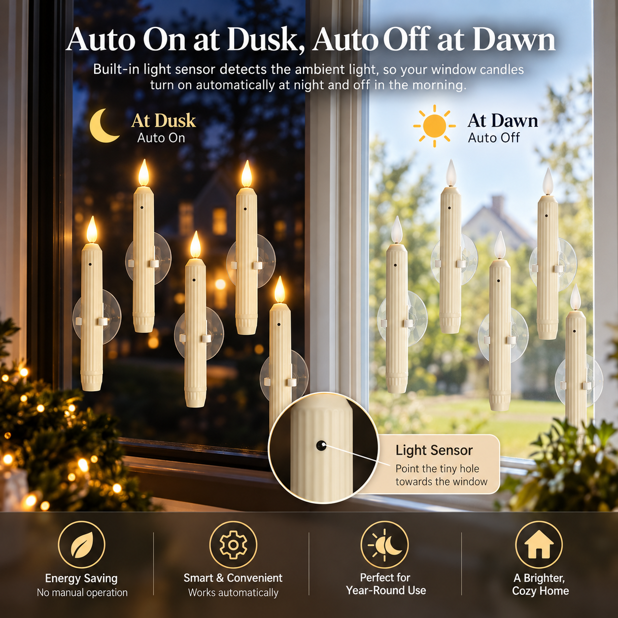 🔥LAST DAY 49% OFF -🎅 Window Candles Sensor Lights