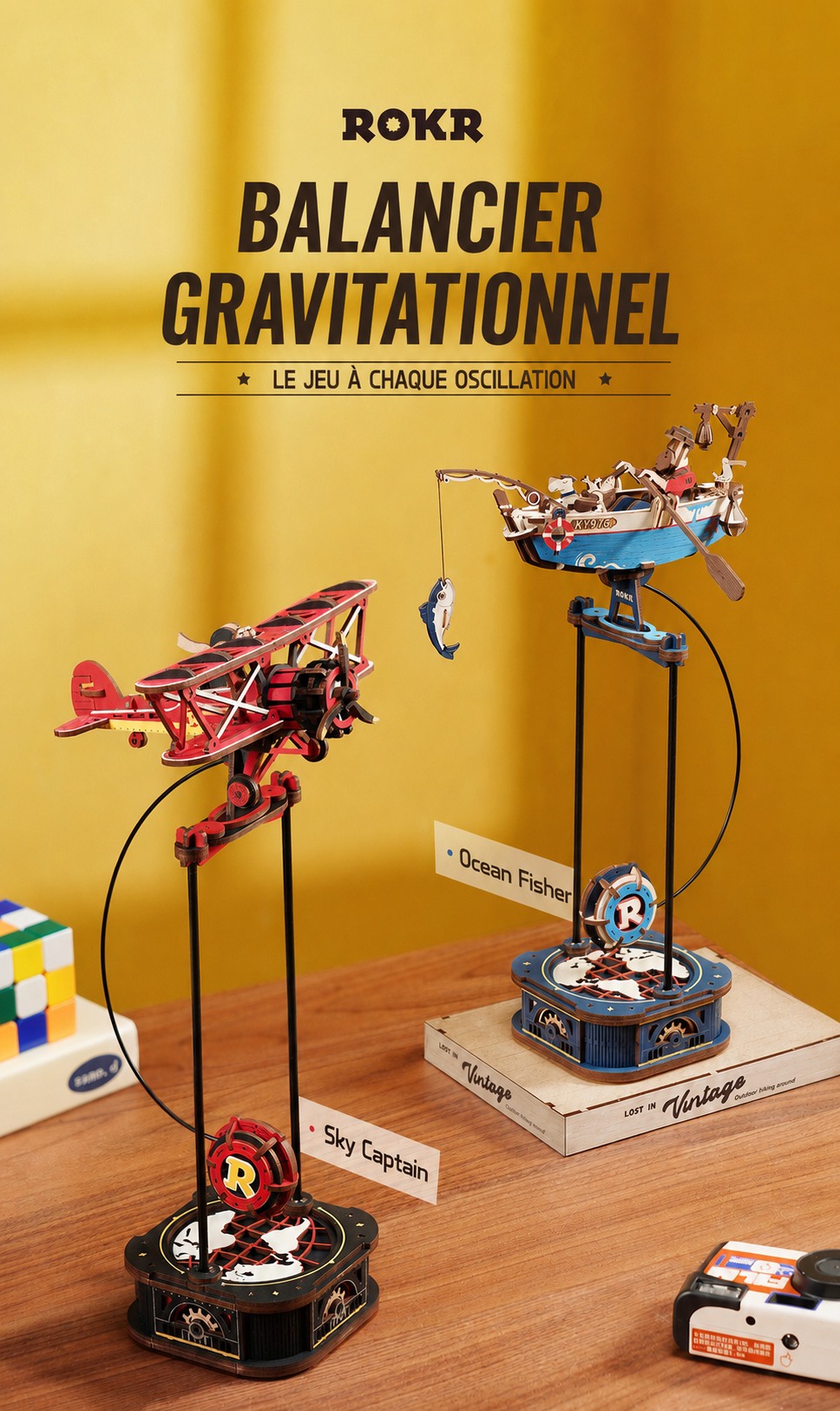 ROKR Gravity Swing Sky Captain et Ocean Fisher desktop pendulum ornaments