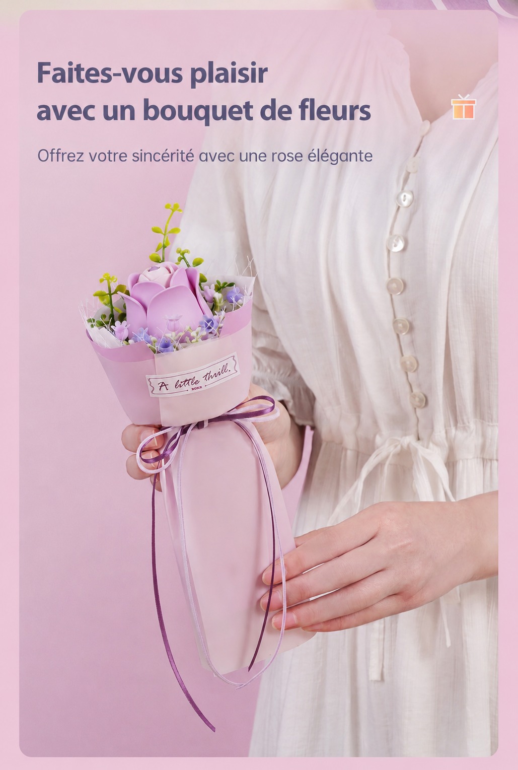 ROKR Purple Rose AF021 floral art cover avec elegant pink bouquet