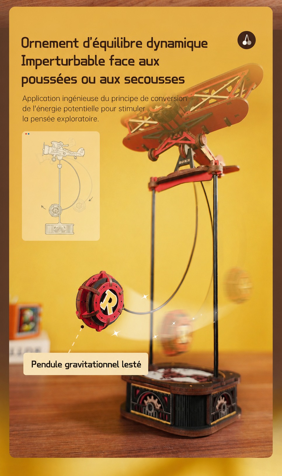 ROKR Gravity Swing Sky Captain et Ocean Fisher desktop pendulum ornaments