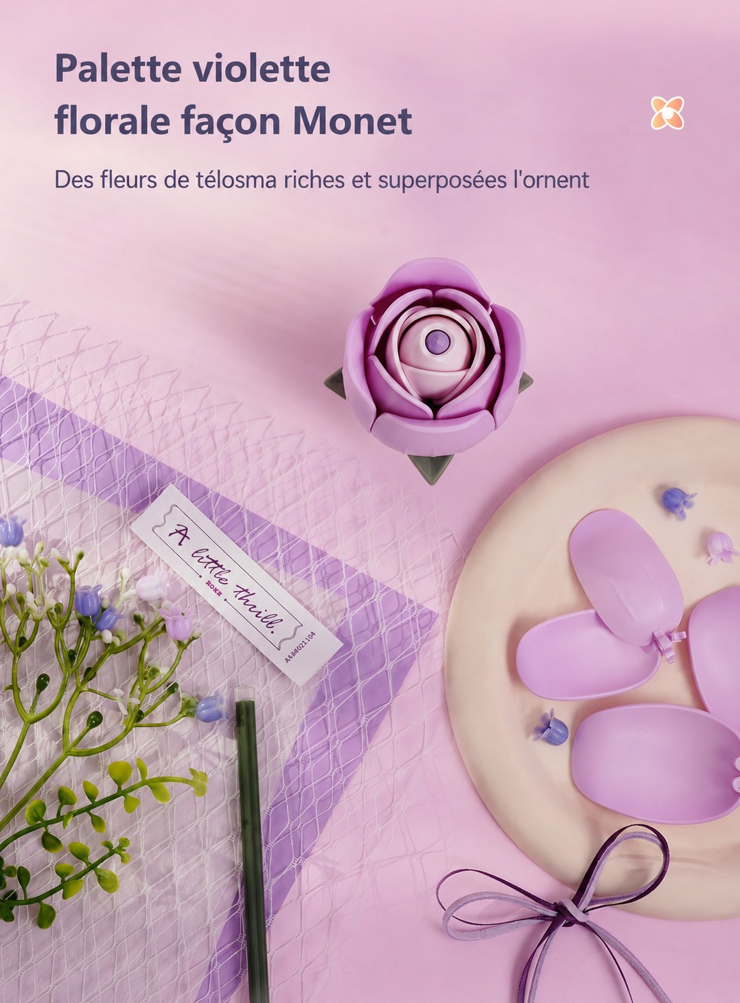 ROKR Purple Rose AF021 floral art cover avec elegant pink bouquet