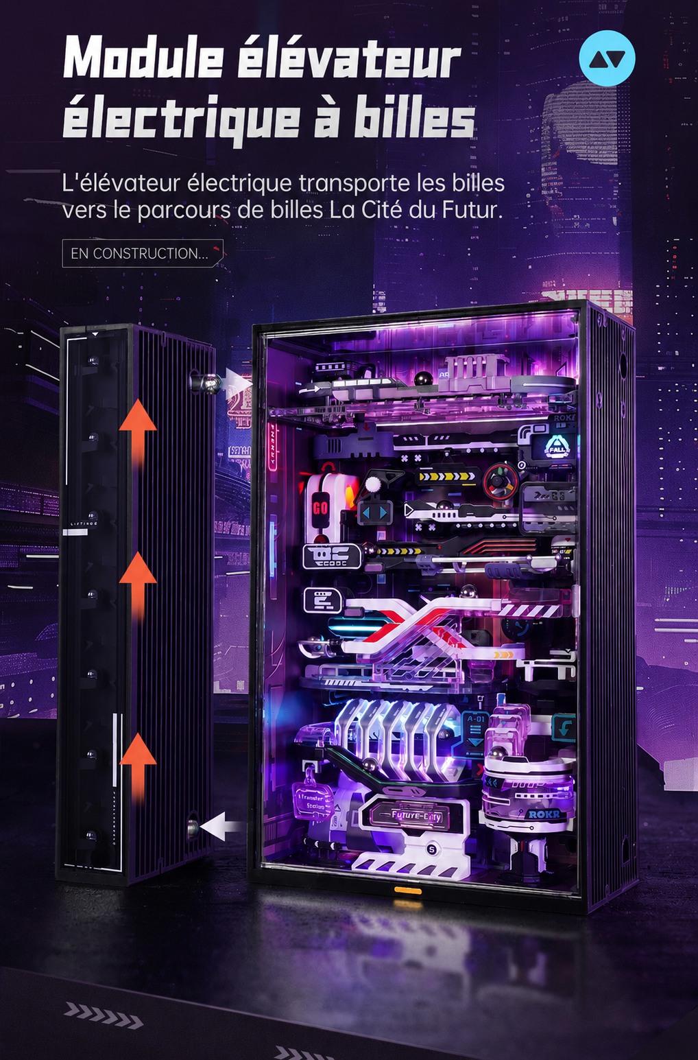 ROKR The Future City - circuit de billes mecanique puzzle 3D MR02S, visuel de detail 2