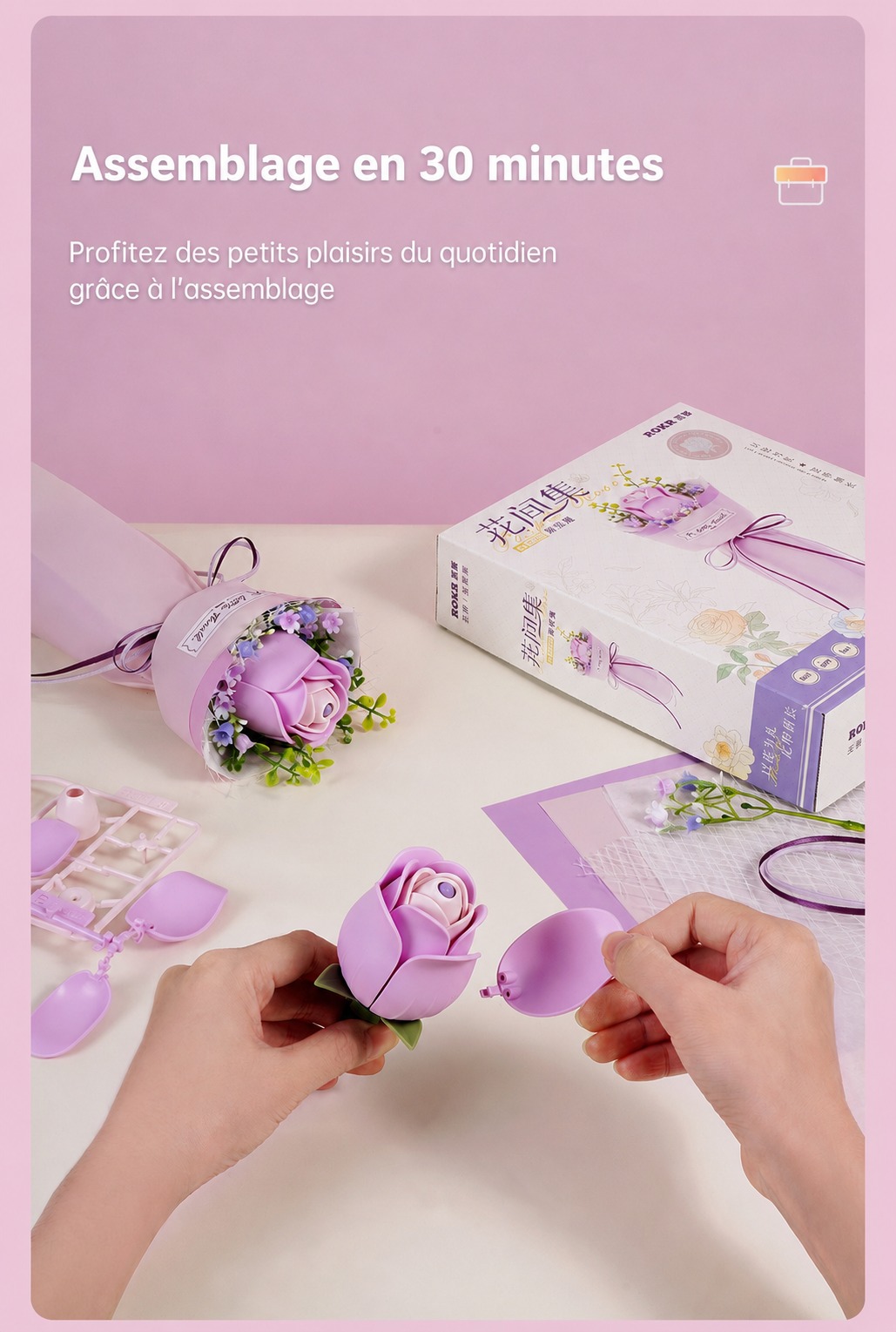 ROKR Purple Rose AF021 floral art cover avec elegant pink bouquet
