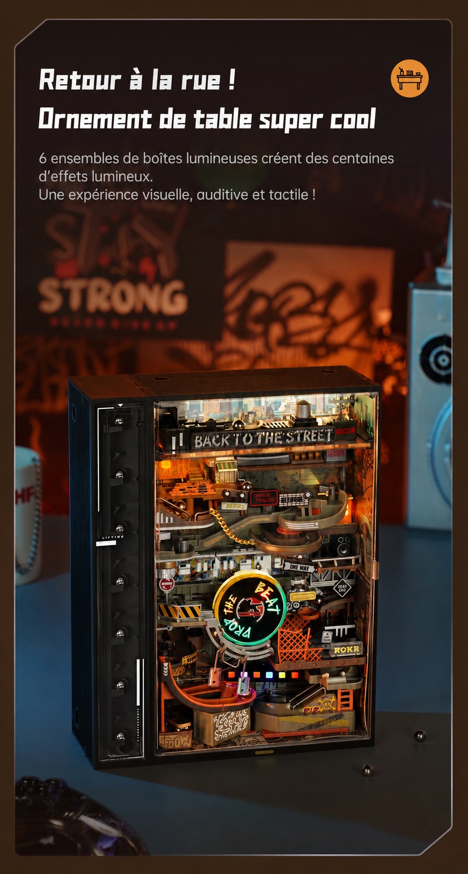ROKR Hip-Hop Street MR03S marble run cover avec mechanical city scene