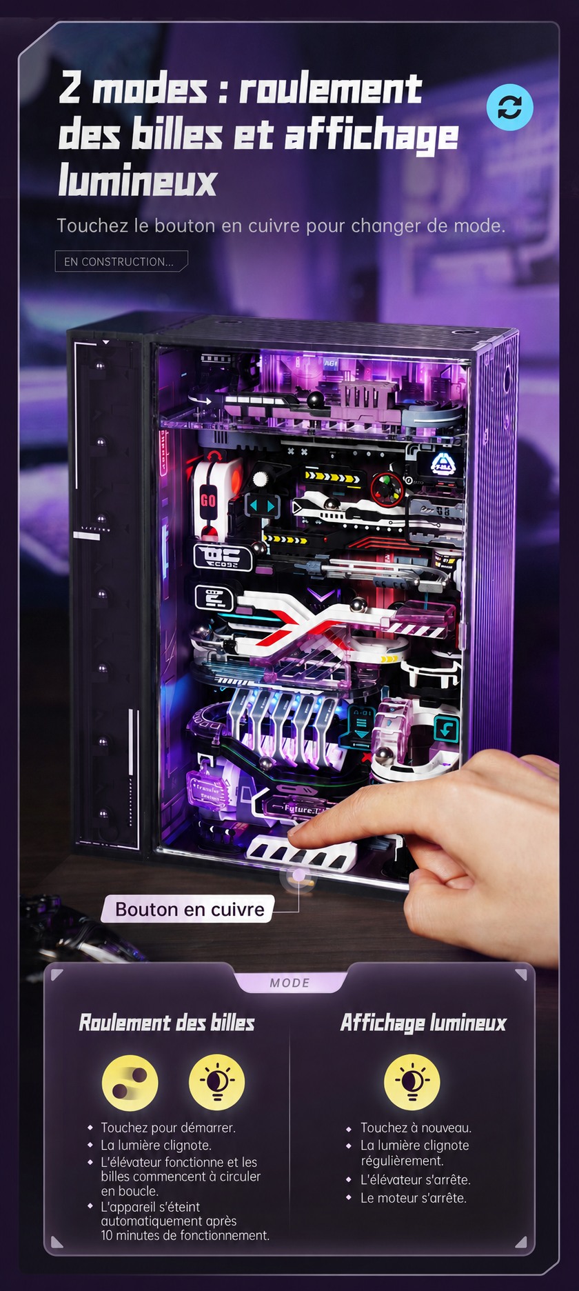 ROKR The Future City - circuit de billes mecanique puzzle 3D MR02S, visuel de detail 6