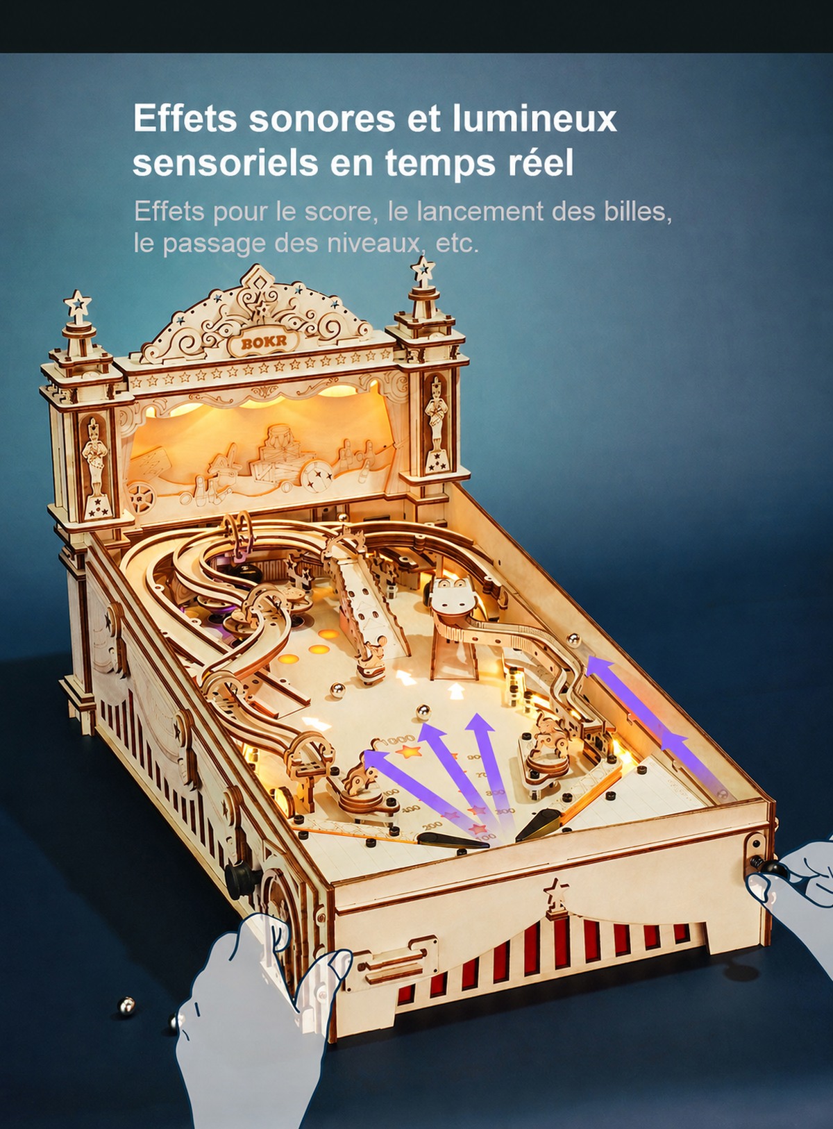 ROKR 3D Pinball EG01 product affiche avec retro pinball machine