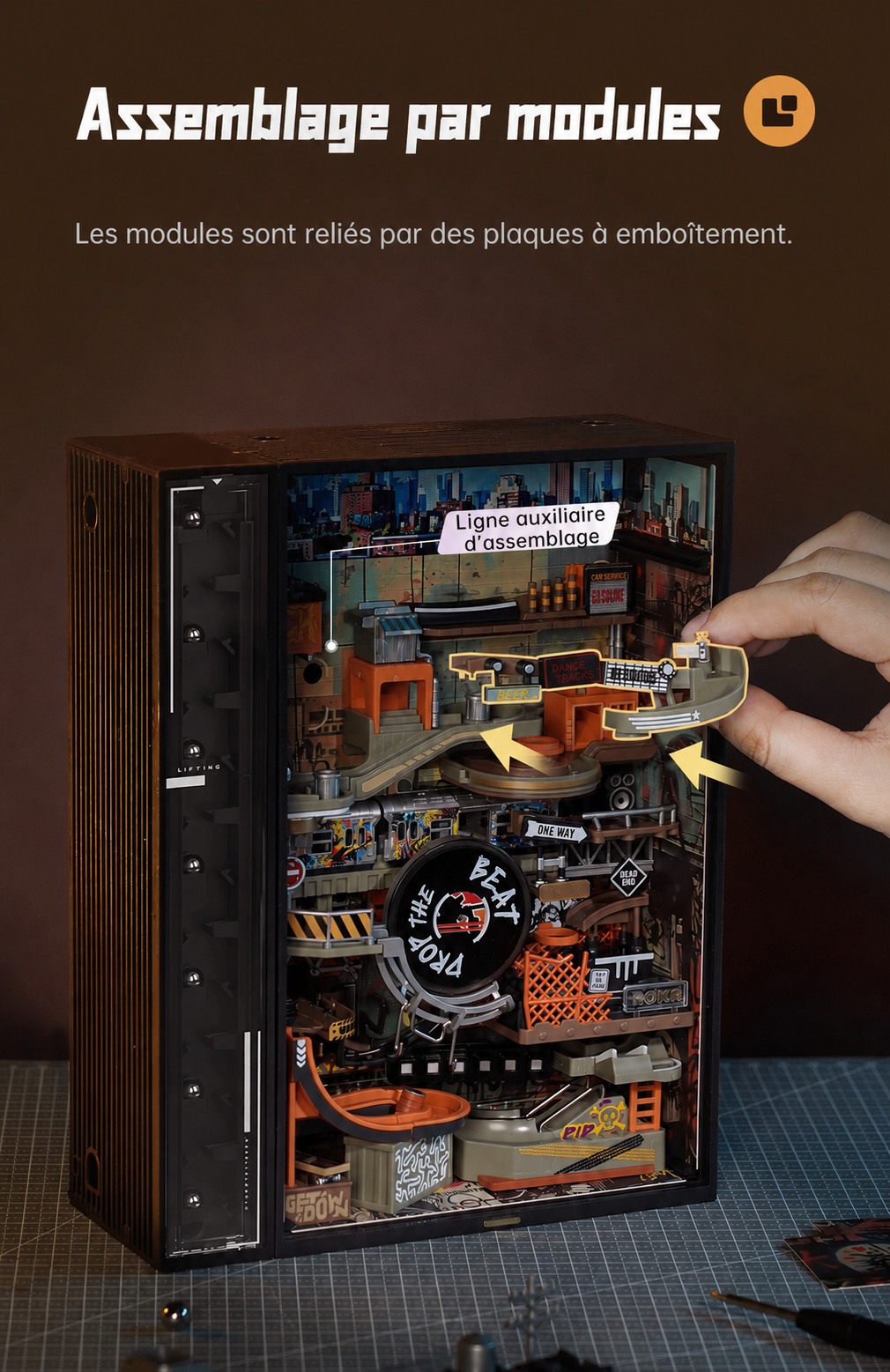 ROKR Hip-Hop Street MR03S marble run cover avec mechanical city scene