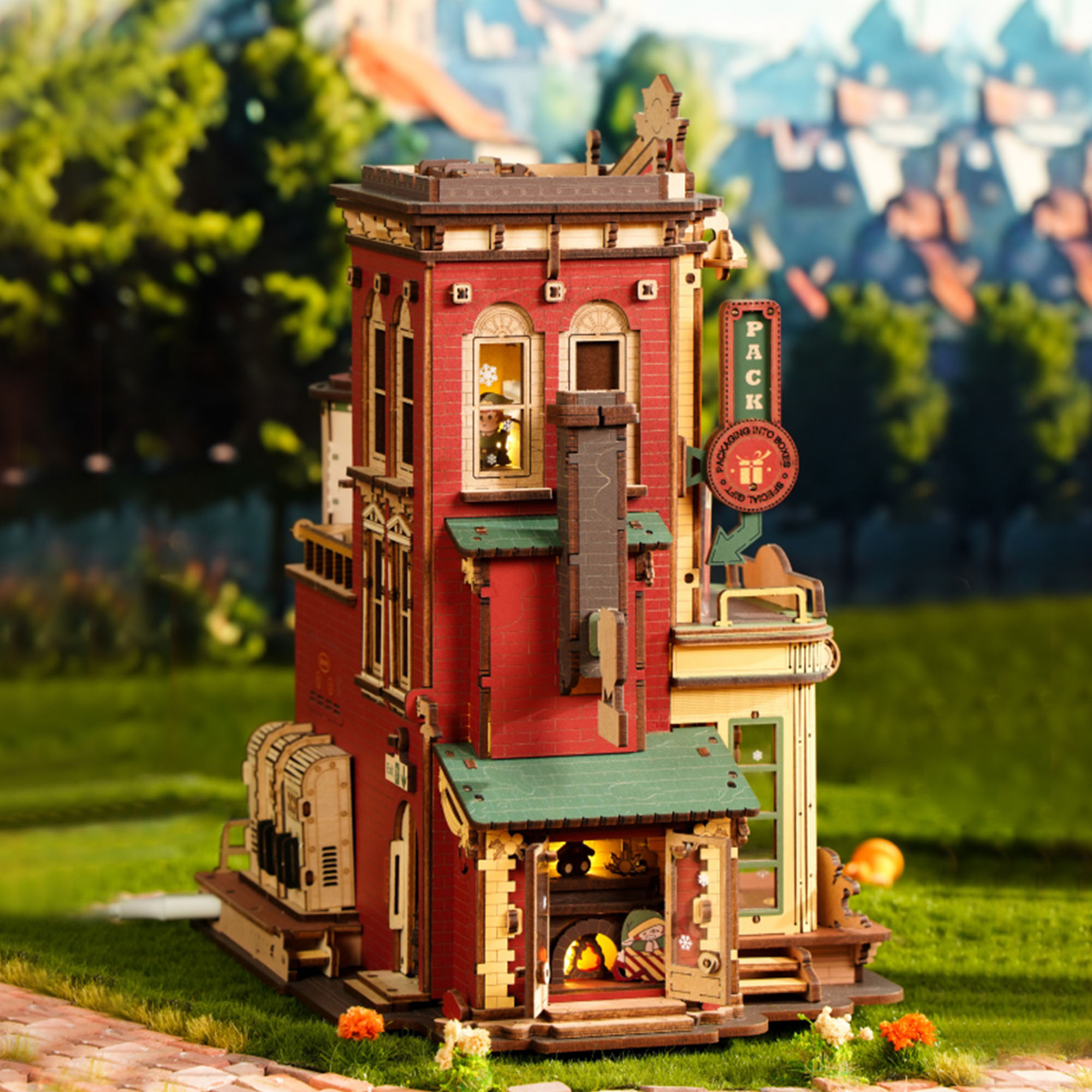 ROKR Dream Gift Factory EAB01 vue arrière avec porte d'usine mobile