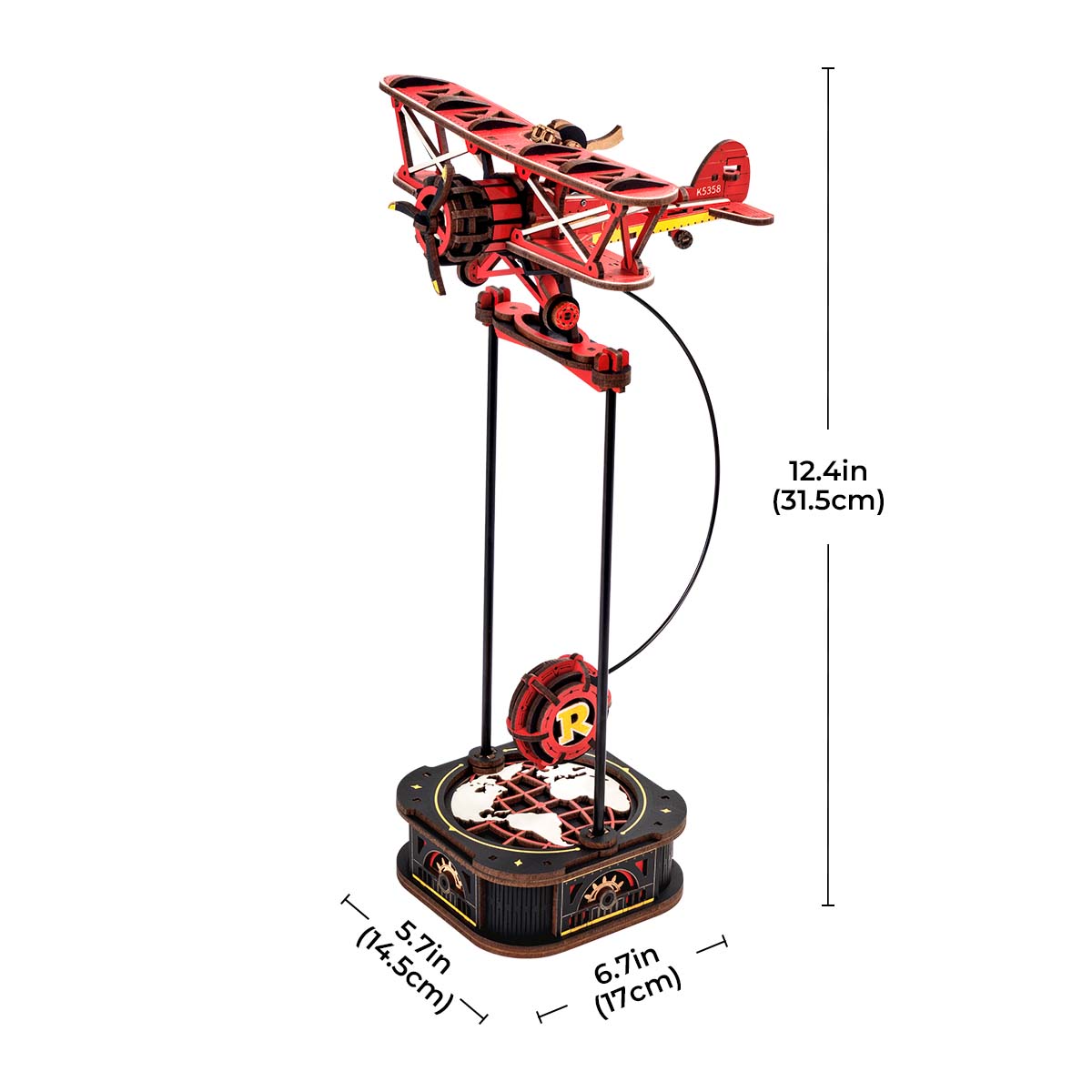 Graphique de taille ROKR Sky Captain MCD01 montrant 17 cm de largeur et 31,5 cm de hauteur