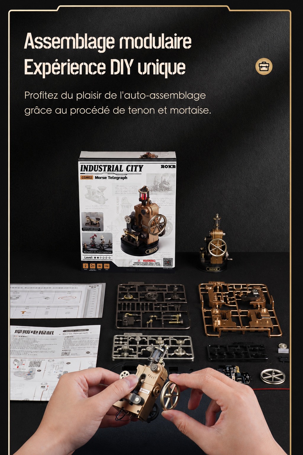 Morse Telegraph input status indicator avec glowing red signal light