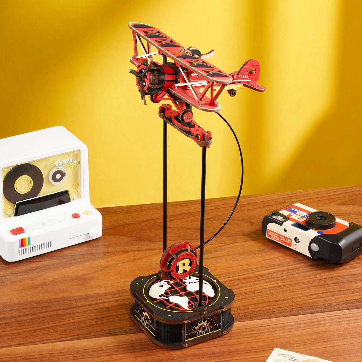 ROKR Sky Captain MCD01, jouet d'équilibre pendulaire, biplan sur support de table