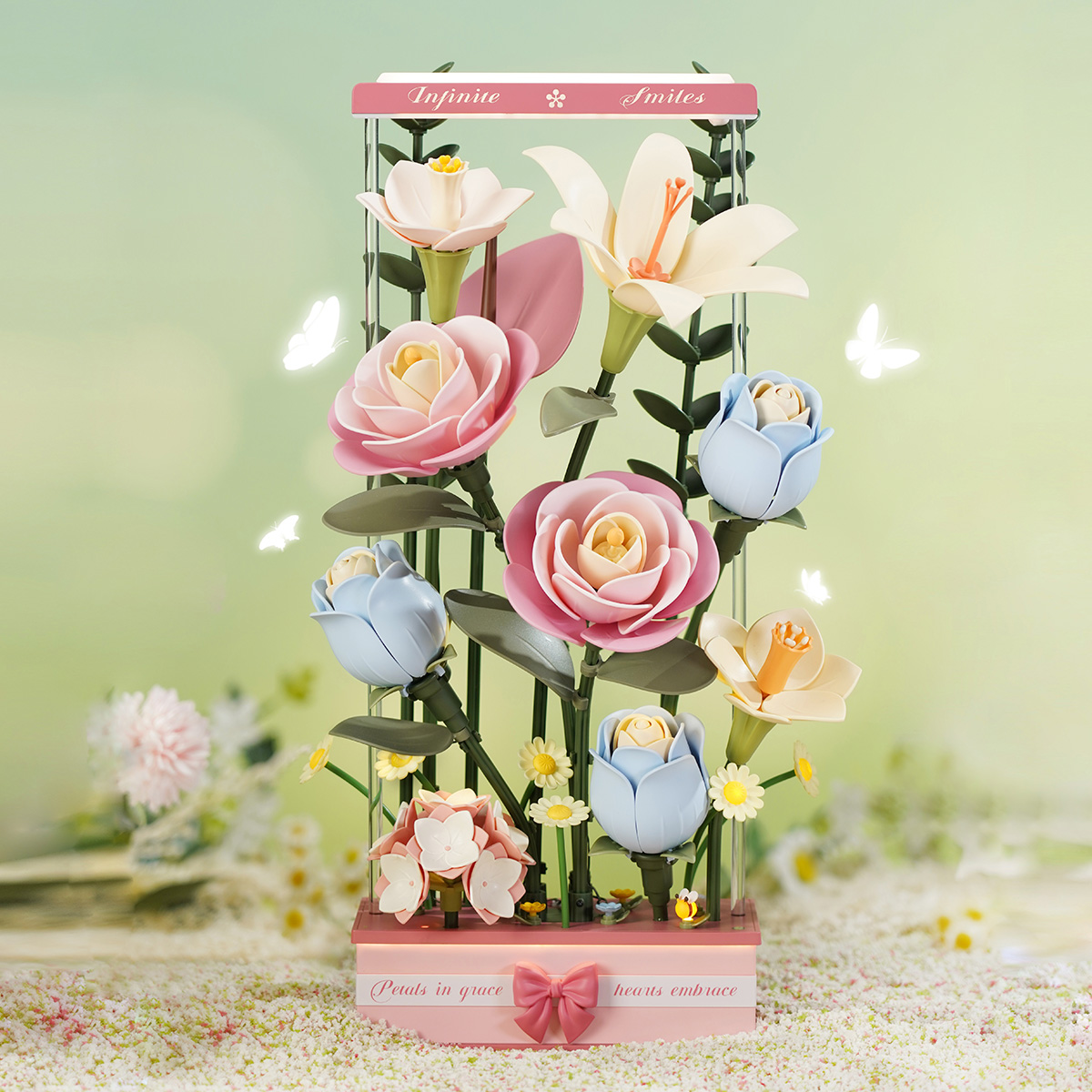 ROKR Blooming Bouquet Box AF01D présentoir d'art floral avec des fleurs en bois colorées