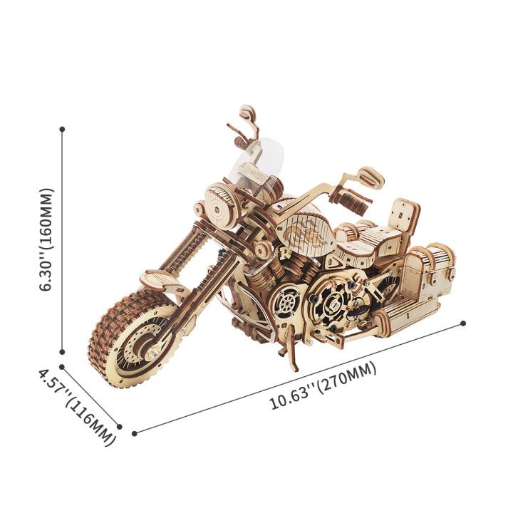 Graphique de taille ROKR Cruiser Motorcycle LK504 montrant une longueur de 270 mm et une hauteur de 105 mm