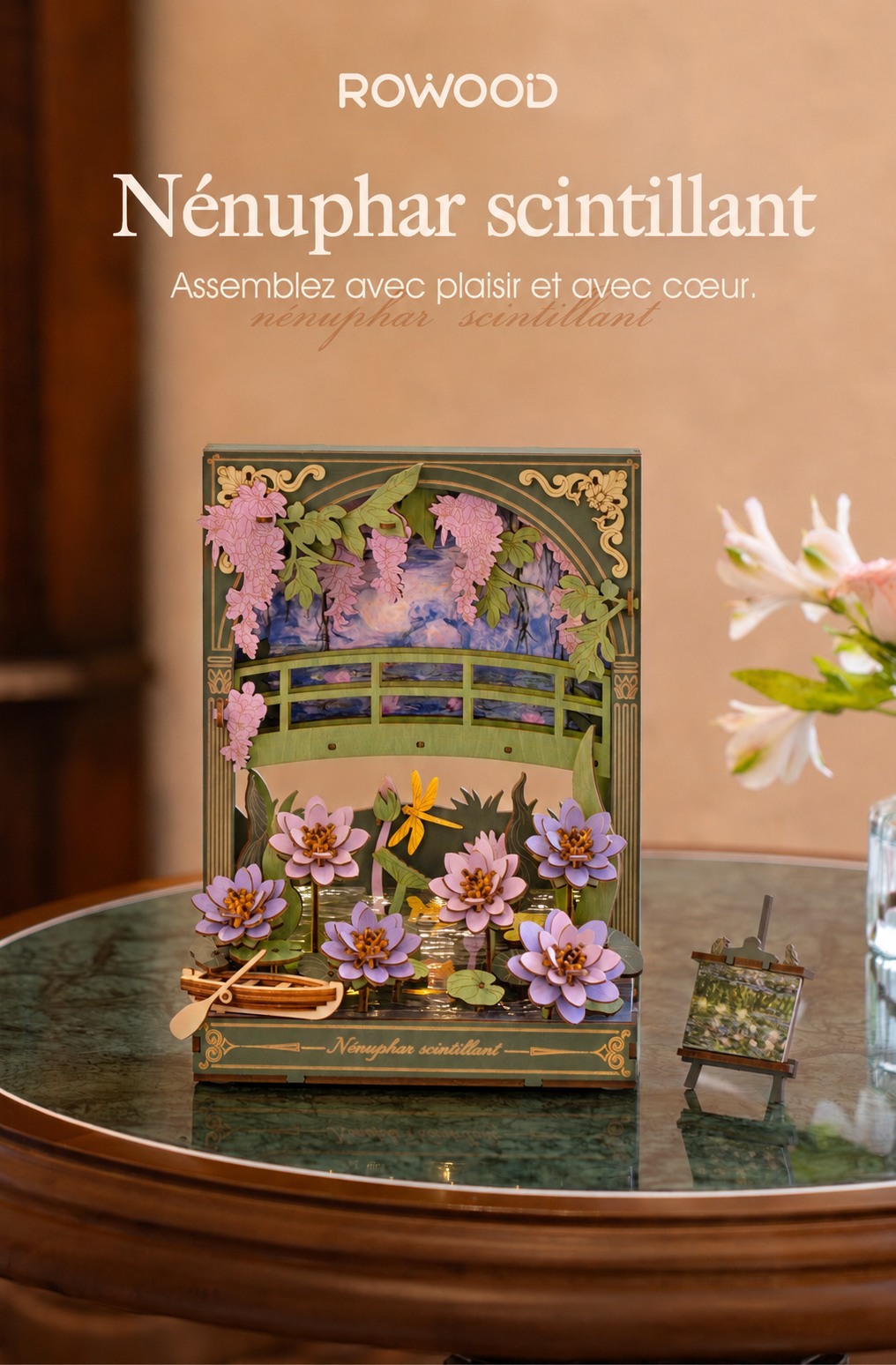 Rowood Glittering Water Lily TH001 cover avec moonlit garden scene