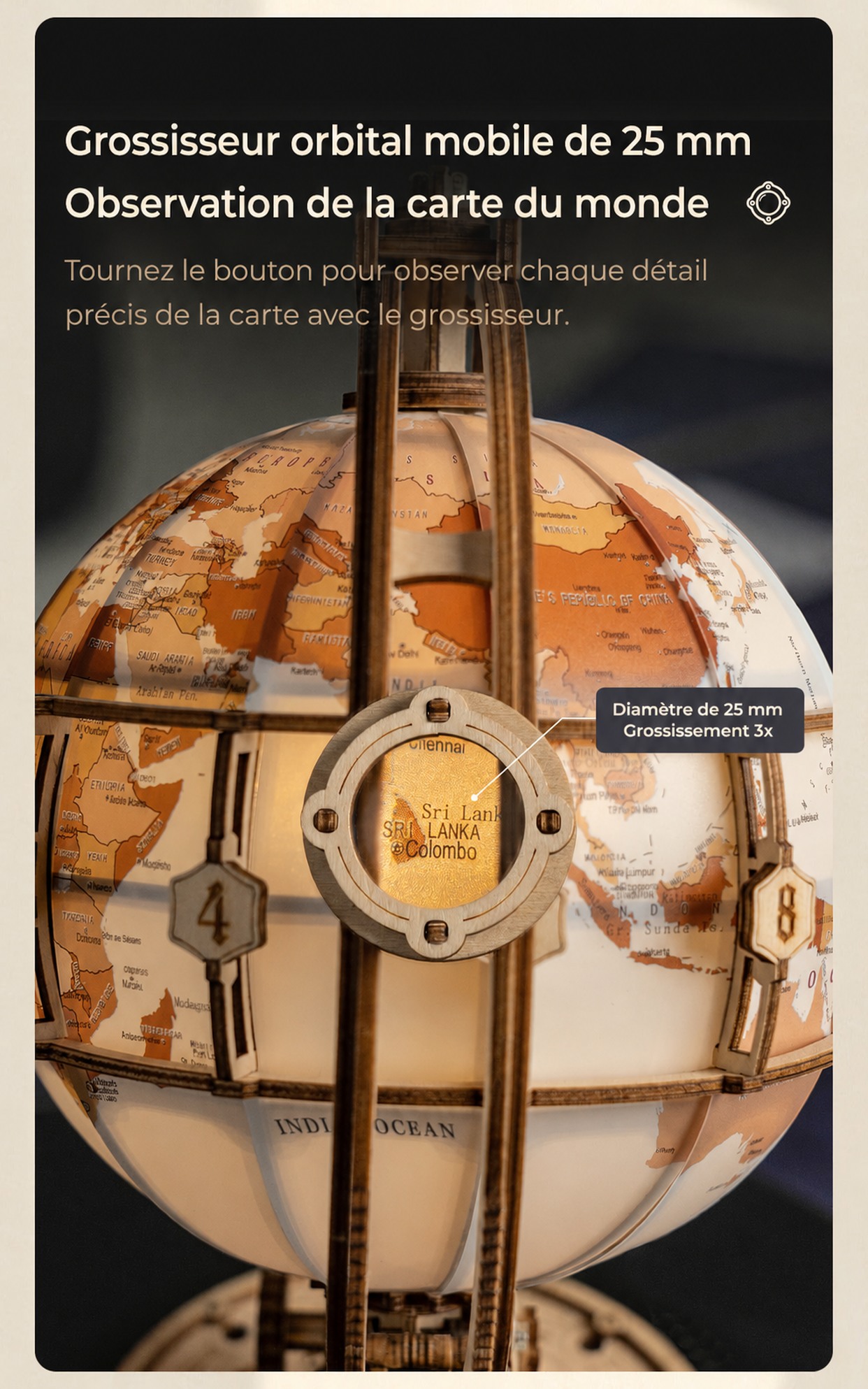 ROKR Luminous Globe ST003 cover avec upgraded wooden globe design