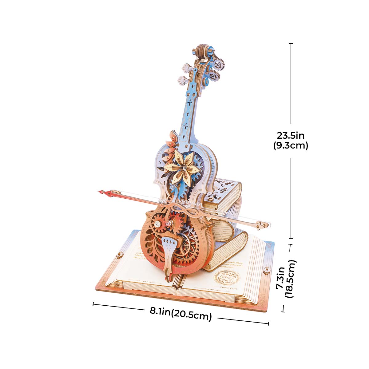 Graphique de taille ROKR Symphony of Wonderful Dreams AMK63M montrant une hauteur de 23,5 cm