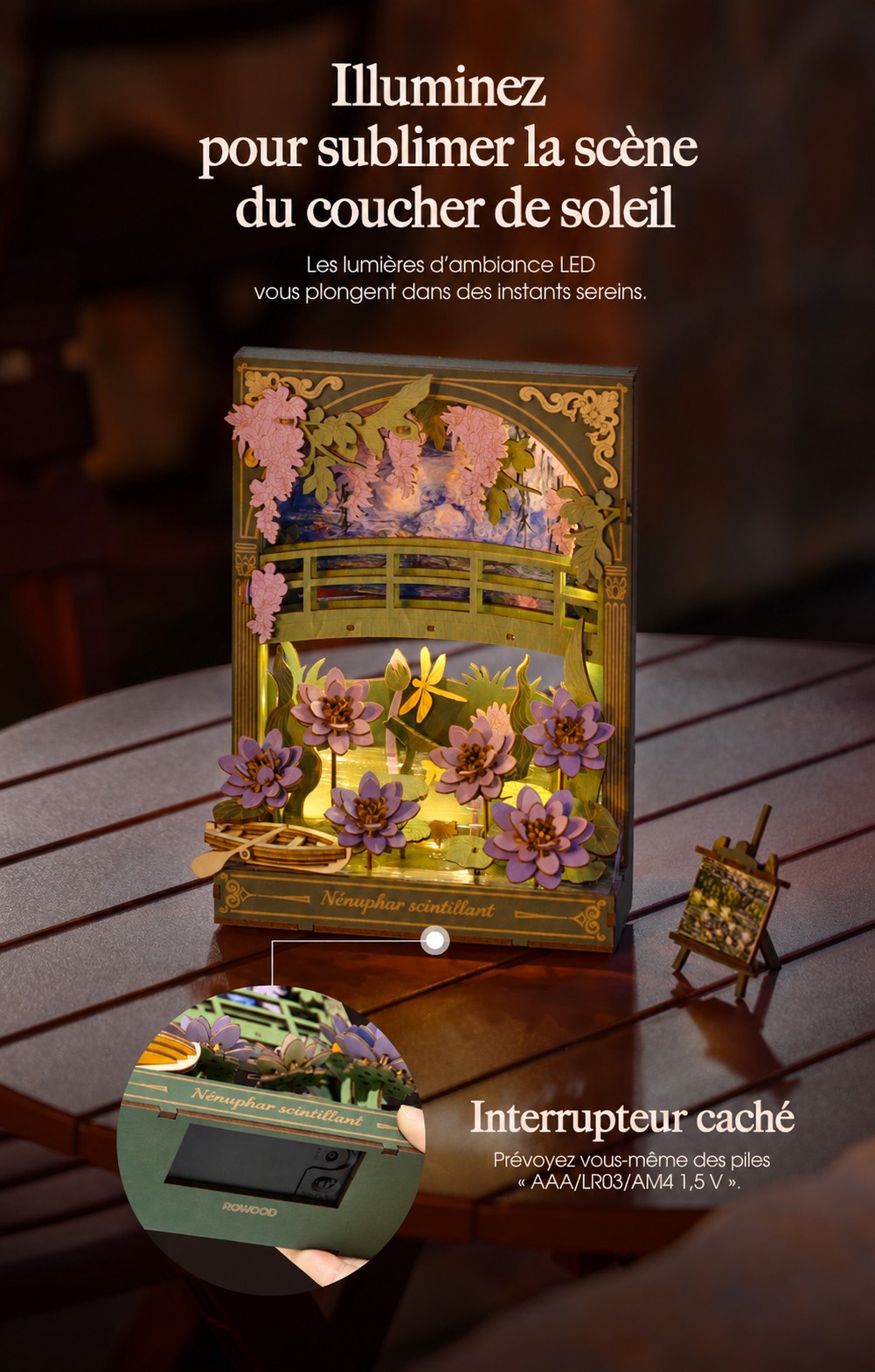Rowood Glittering Water Lily TH001 cover avec moonlit garden scene