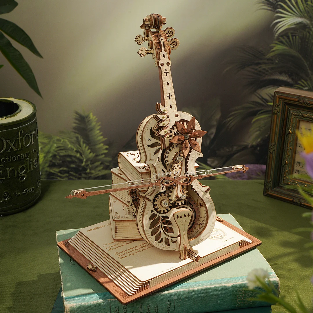Boîte à musique mécanique Magic Cello ROKR Puzzle 3D en bois AMK63