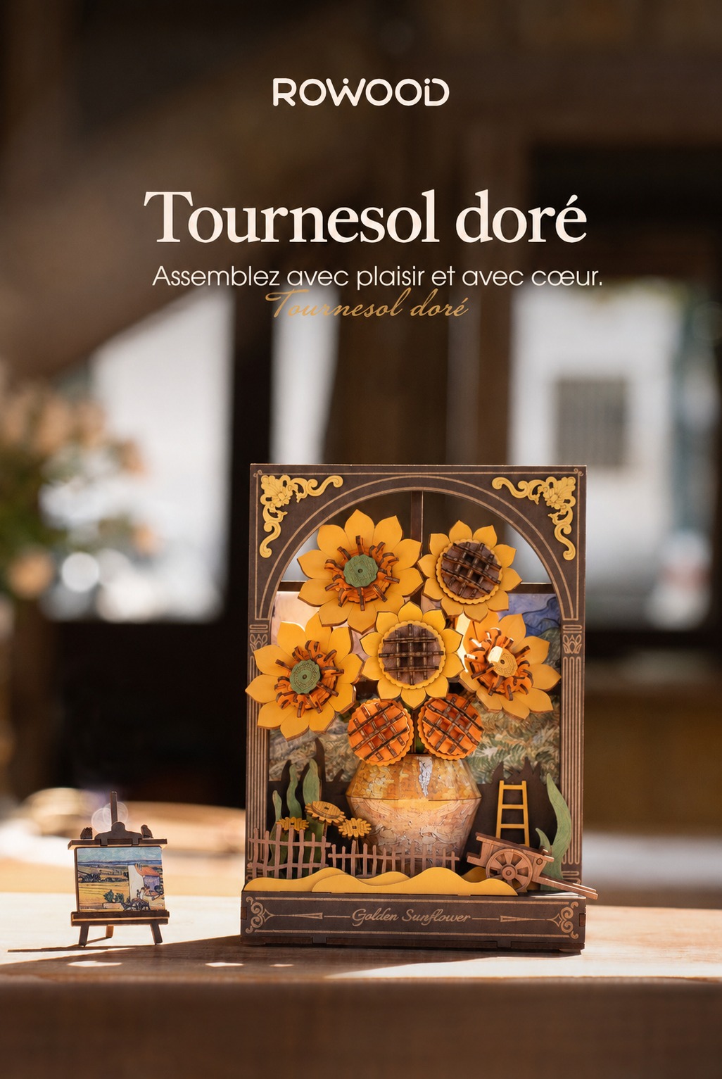 Rowood Golden Sunflower TH002 cover avec bright sunflower painting scene