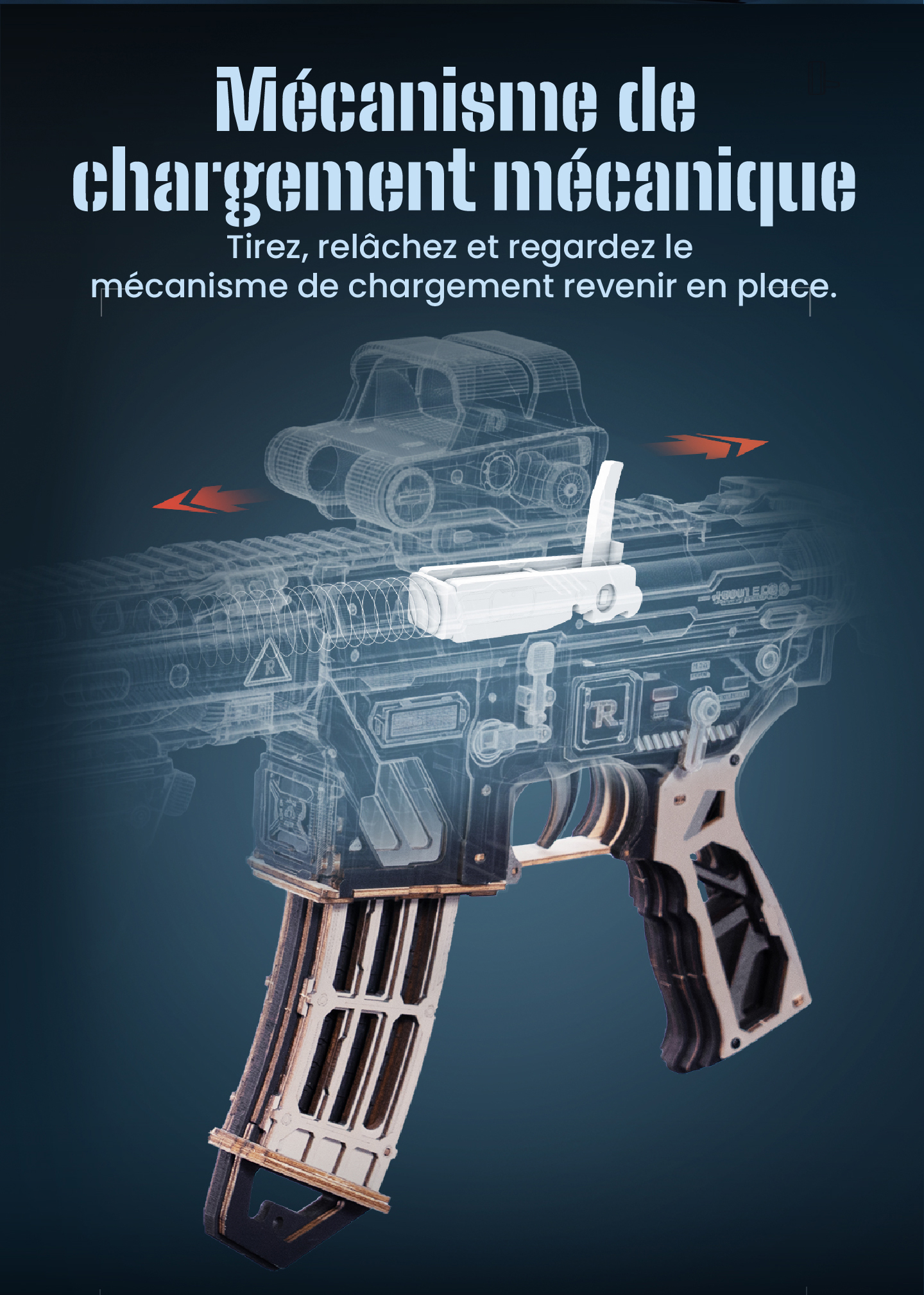 Modèle terminé et présentation détaillée de Carabine ROKR M416 LQB02 - Kit de Puzzle 3D en Bois, SKU LQB02