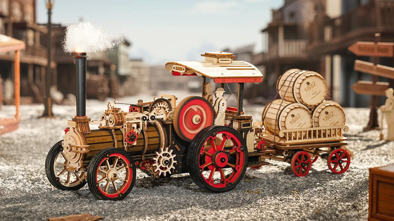 Découvrez le puzzle 3D en bois ROKR Steam Engine
