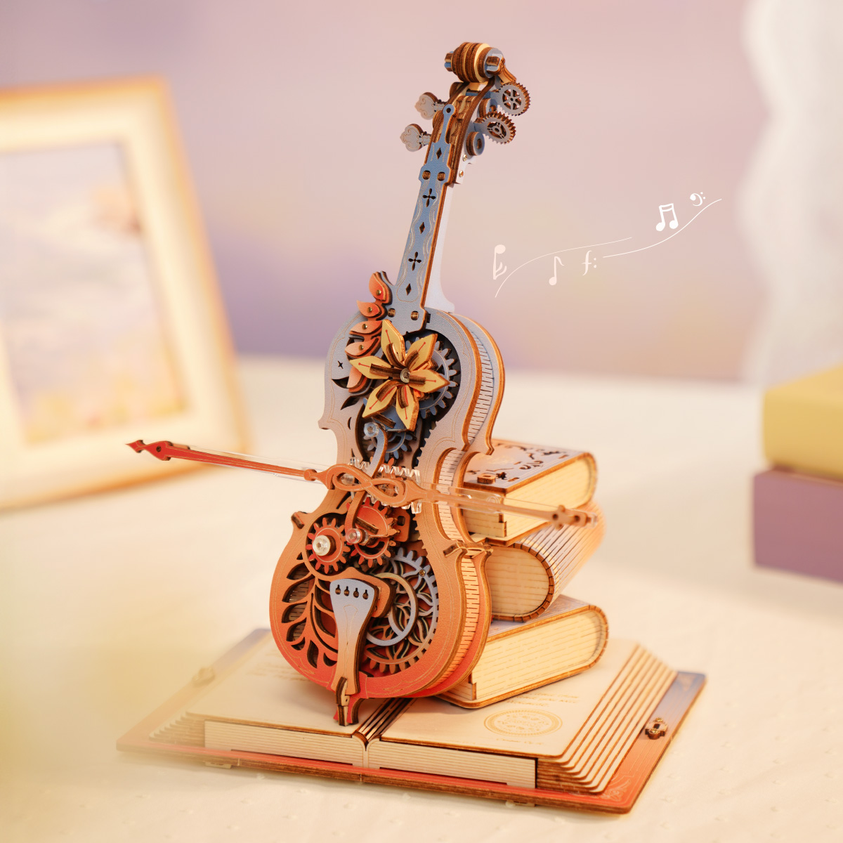 ROKR Symphony of Wonderful Dreams AMK63M boîte à musique colorée pour violon sur base de livre