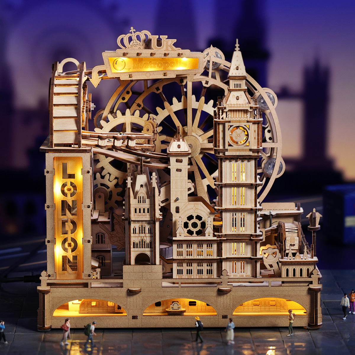 ROKR Marble Travel London EGB01 vue du produit sur fond blanc avec les monuments de Londres