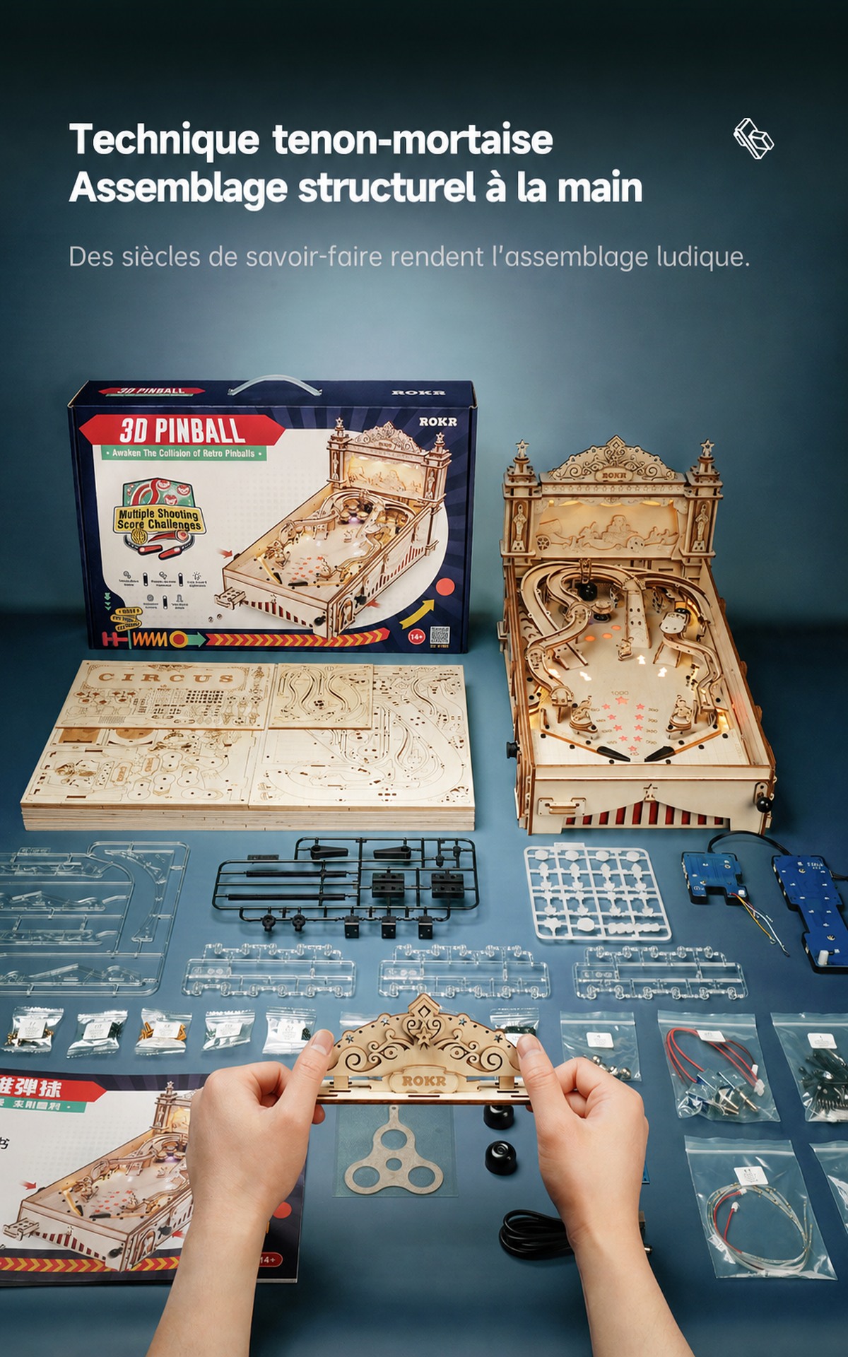 ROKR 3D Pinball EG01 product affiche avec retro pinball machine