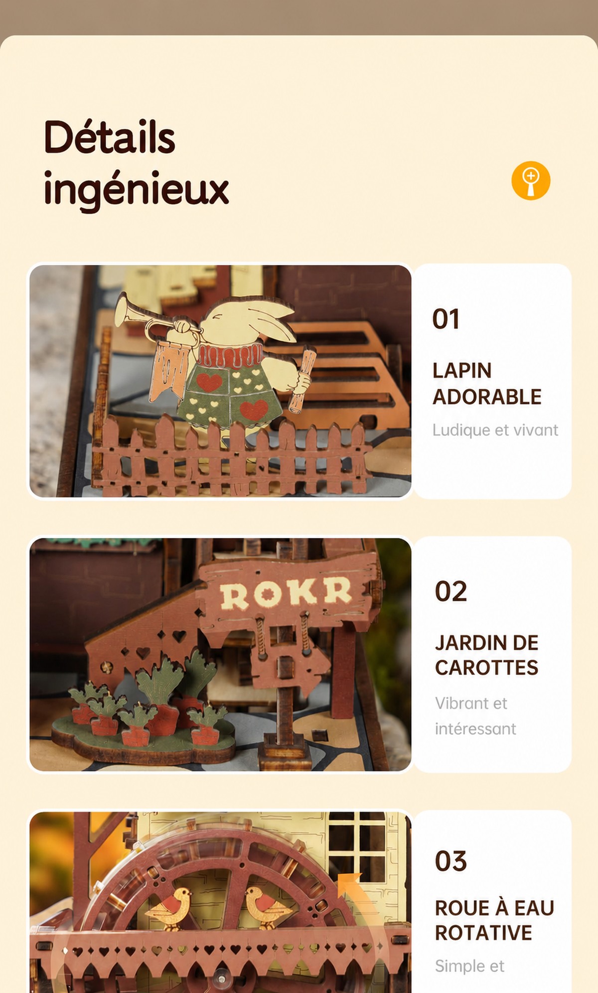 ROKR Cuckoo Clock cover avec detailed wooden house et forest theme