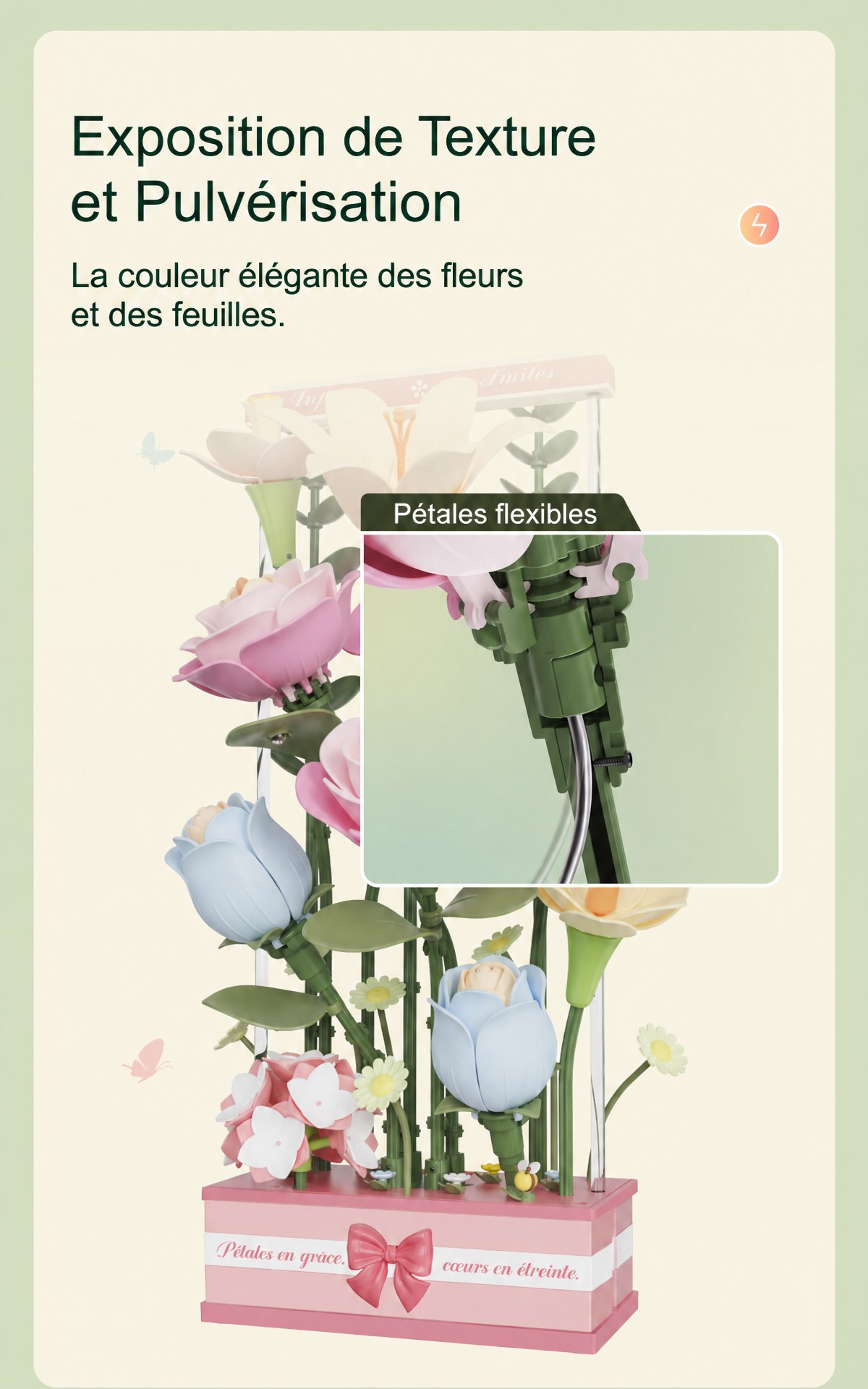 ROKR Blooming Bouquet Box AF01D cover avec pastel floral art arrangement
