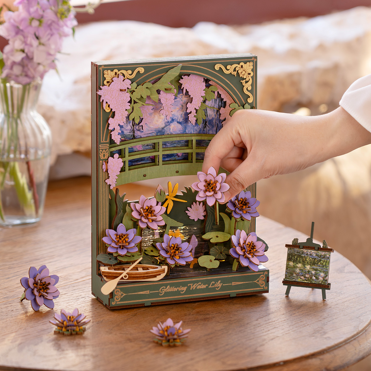 Ensemble de table Rowood Glittering Water Lily TH001 avec nénuphars violets