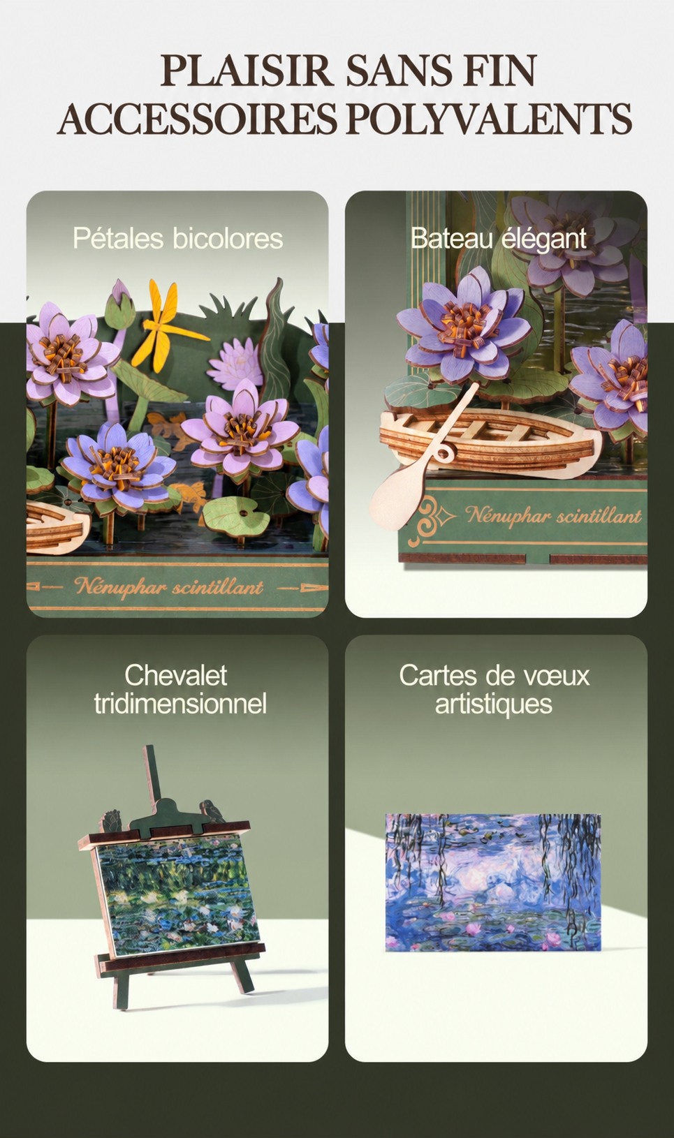 Rowood Glittering Water Lily TH001 cover avec moonlit garden scene