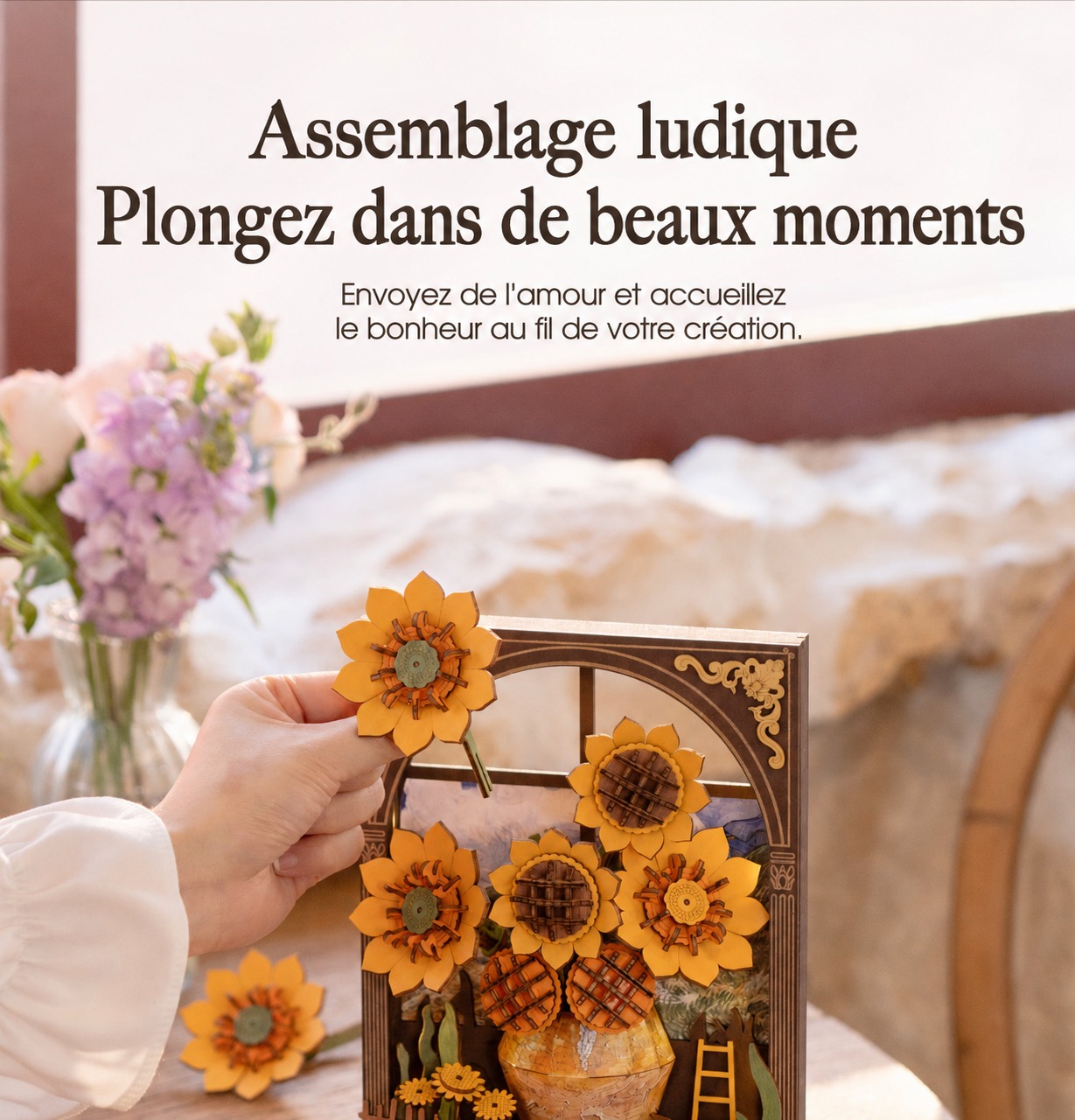 Rowood Golden Sunflower TH002 cover avec bright sunflower painting scene