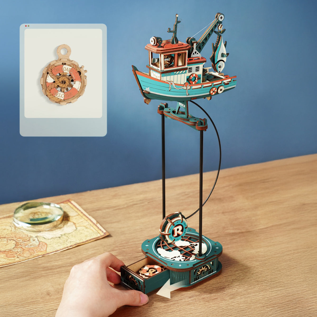 Vue produit supplémentaire 2 de ROKR Lucky Trawler MCD08 – Balancier pendule Puzzle 3D, SKU MCD08