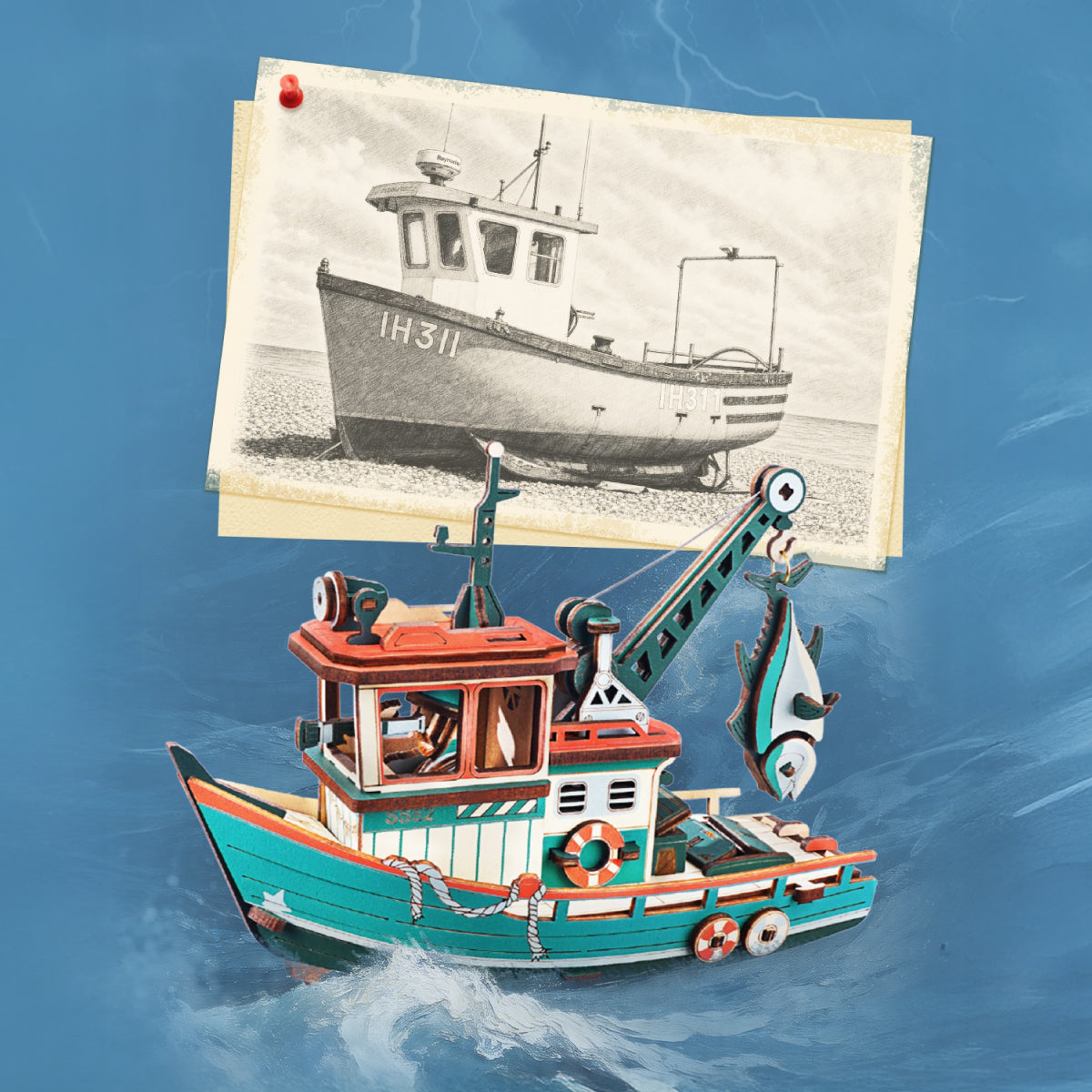 Vue produit supplémentaire 3 de ROKR Lucky Trawler MCD08 – Balancier pendule Puzzle 3D, SKU MCD08