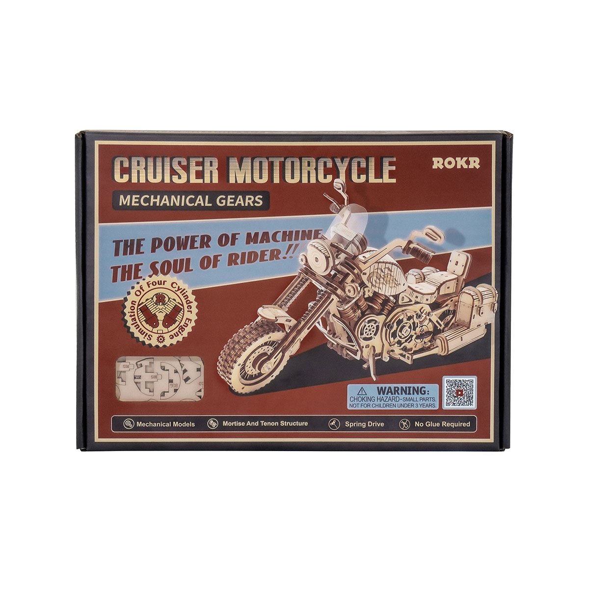 Boîte d'emballage ROKR Cruiser Motorcycle LK504 avec modèle de moto terminé