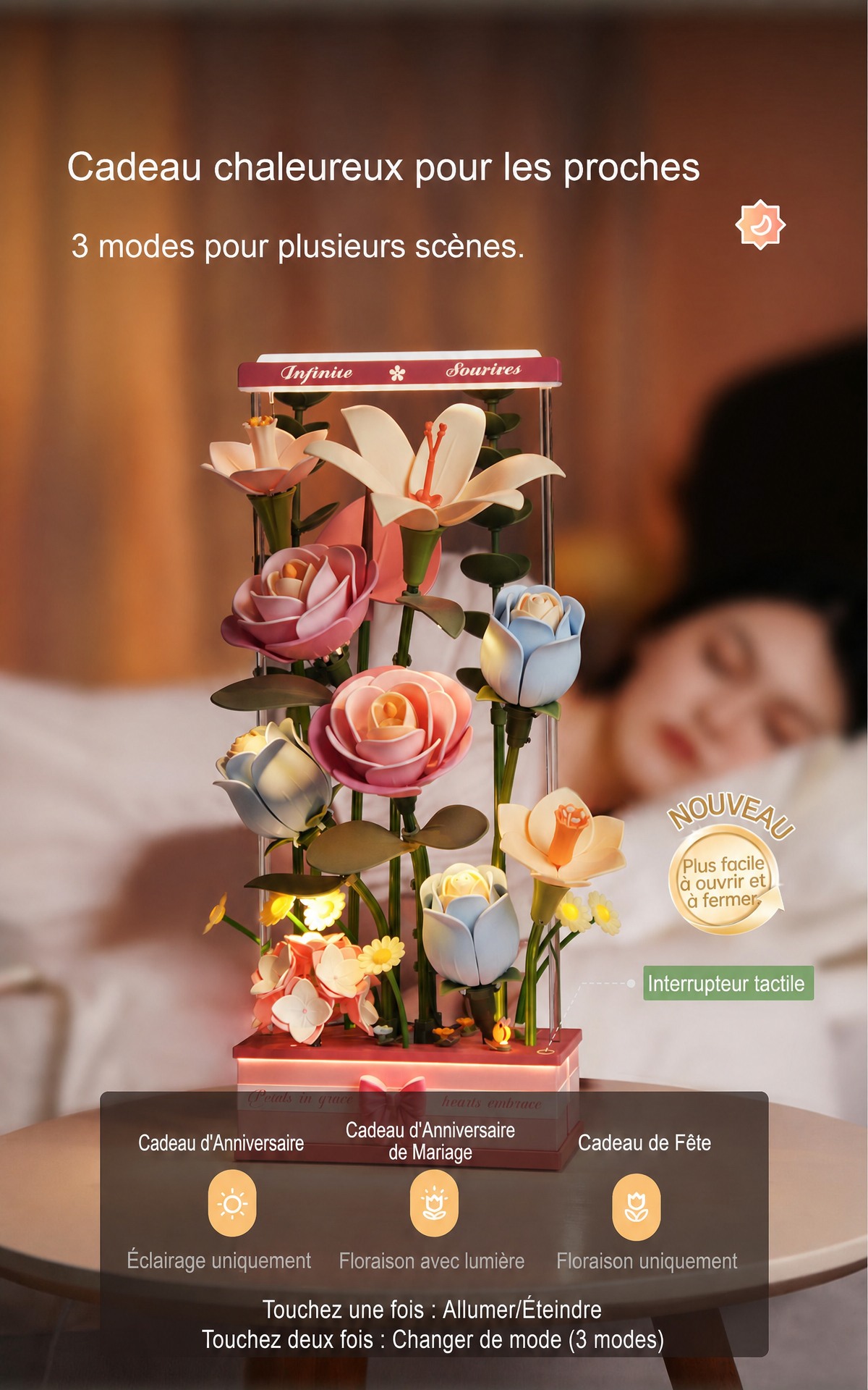 ROKR Blooming Bouquet Box AF01D cover avec pastel floral art arrangement